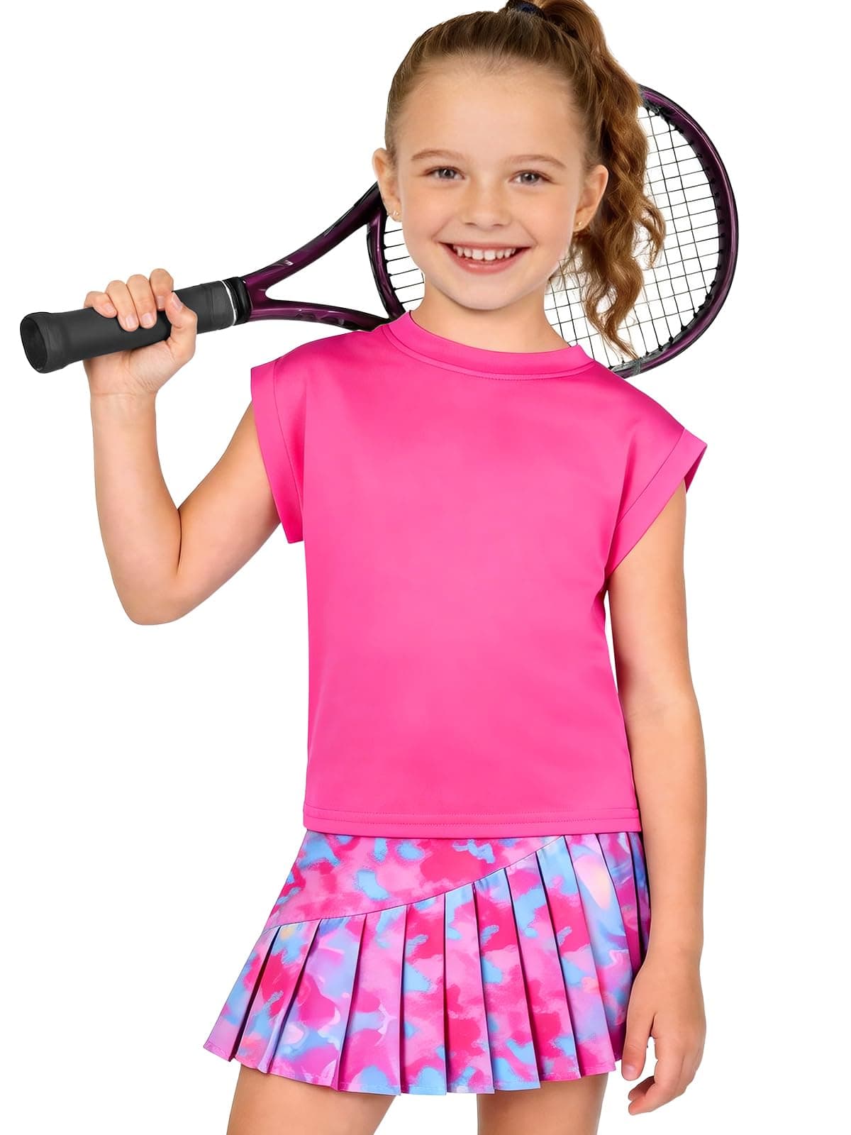 Traje de tenis para niña, camiseta sin mangas y falda de tenis, falda plisada con bolsillos interiores, traje deportivo para golf, bádminton y monopatín — view 10