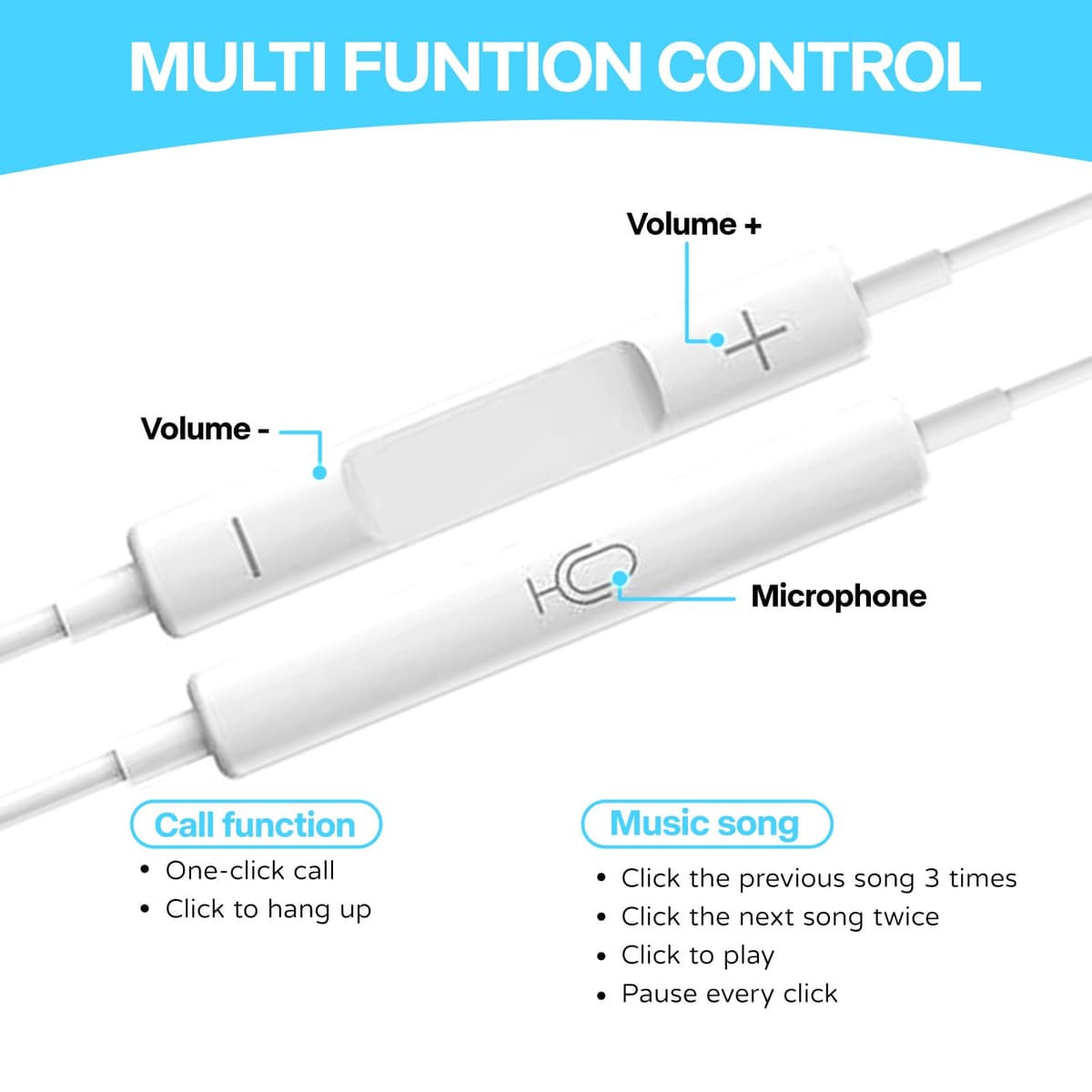 USB C Headphones, Wired USB C Earphones with Microphone and Volume Controller,HiFi Stereo In Ear Type C Earbuds, for iPhone 15/16/17 Pro Max plus, iPad Pro,Samsung Galaxy S25 S24 S23 S22 Pixel 9 — view 4