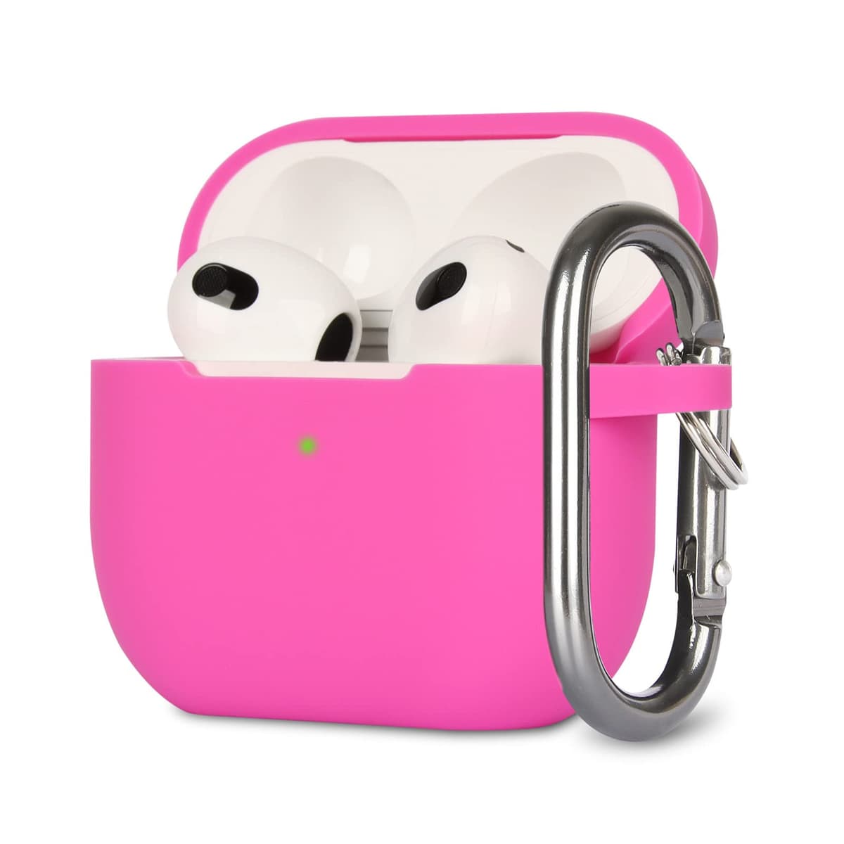 Funda de Silicona Compatible con AirPods 3, Anti-rasguños, Anti-Polvo, LED Frontal Visible, Funda Premium Silicona para AirPods 3.ª Generación (2021) con Mosquetón, Coral Orange — view 28
