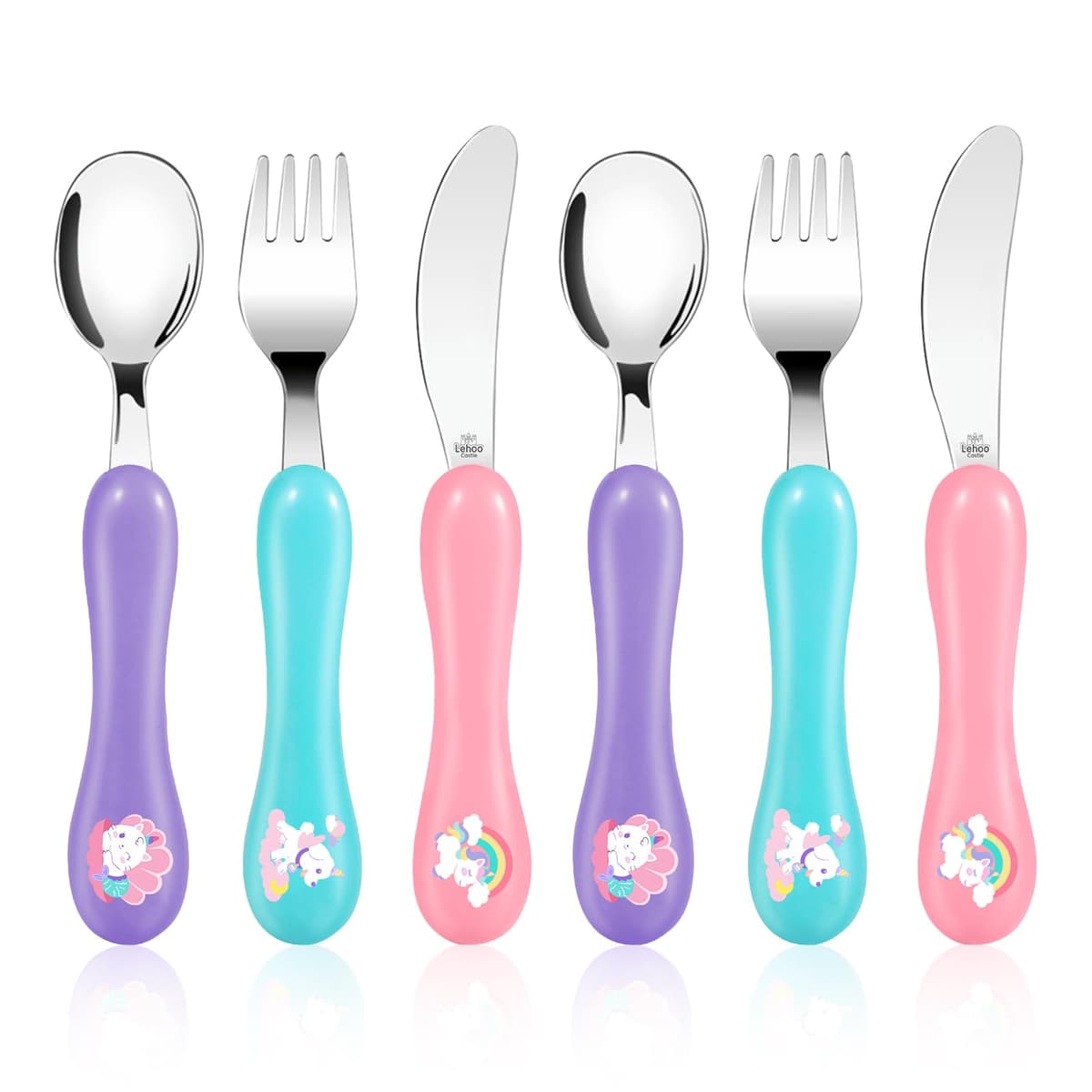 Lehoo Castle Children's Cutlery Set, 6pcs Stainless Steel Toddler Cutlery Kids Cutlery Flatware, Incudes 2 x Spoons, 2 x Forks, 2 x Knives — view 16