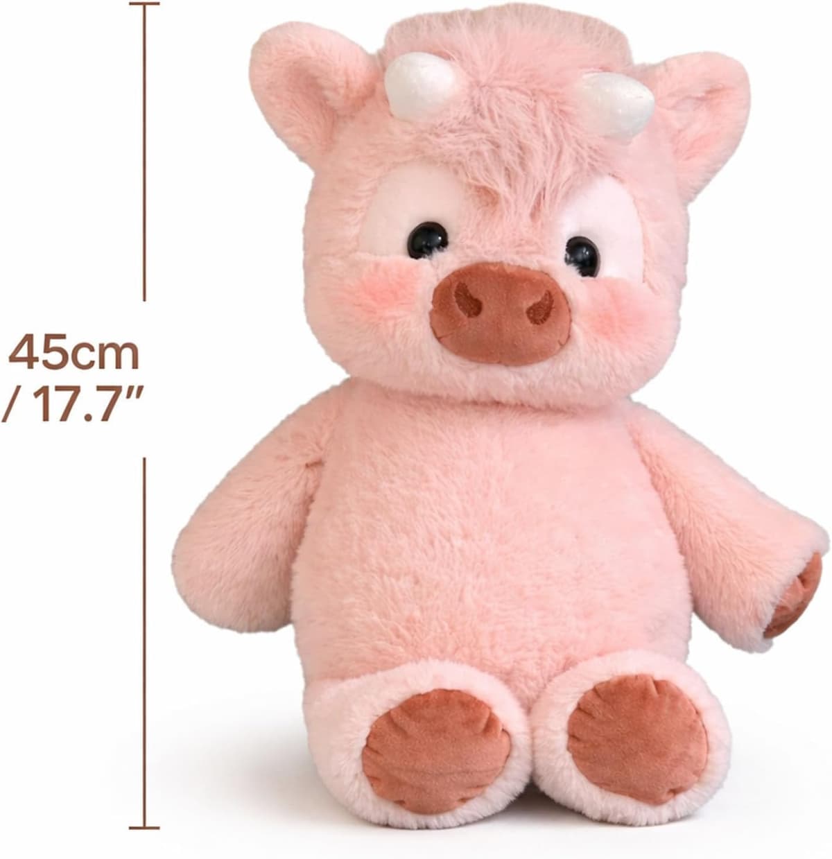 Highland Cow Plush, Soft Teddy Stuffed Animal, Adorable Furry Running Cow Toy for Stress Relief, Emotional Support Plushie Gift for Adults (Pink) — view 3