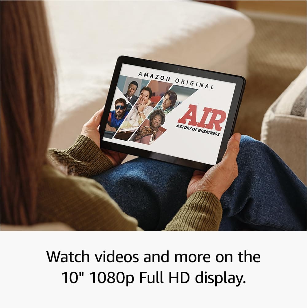 Amazon Fire HD 10 tablet (newest gen), built for relaxation, 10.1" vibrant Full HD screen, octa-core processor, 3 GB RAM, up to 13-h battery life, (2023 release), 64 GB, Black, with adverts — view 4