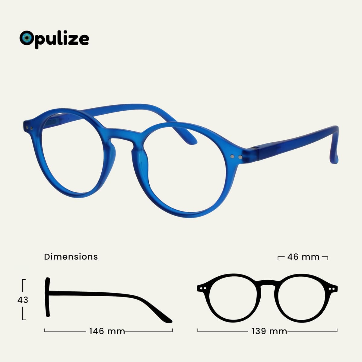 OPULIZE REY Gafas de Lectura - Pack de 3 - Montura Redonda Retro - Azul Mate, Verde, Rojo - Hombre Mujer - Bisagras de Muelle - RRR56-36Z - +1.00 — view 2
