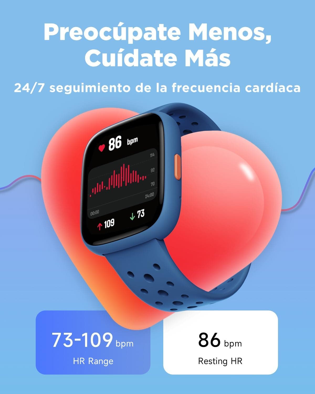BIGGERFIVE Smart Watch for Kids, 1.8" Fitness Tracker Watch Pedometer, Heart Rate, Sleep Monitor, IP68 Waterproof, Calorie Step Counter, Puzzle Games with/Without APP for Girls Boys Teens 5-16, Blue — view 4