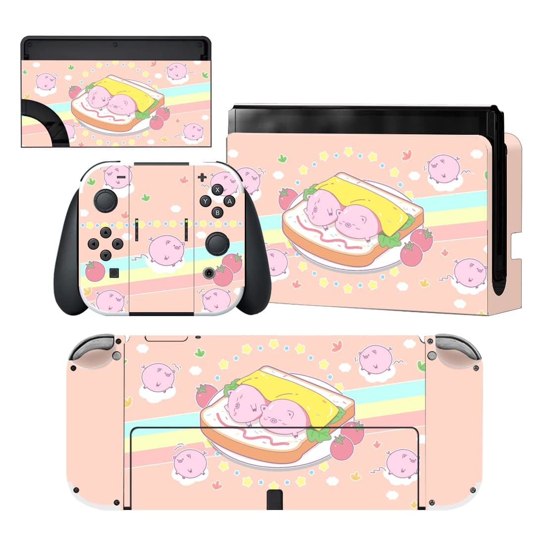 playvital Full Set Protective Stickers for Nintendo Switch OLED Model, Customized Vinyl Decal Skins for Switch OLED Console & Joycon & Dock & Grip - Nebula Galaxy — view 24