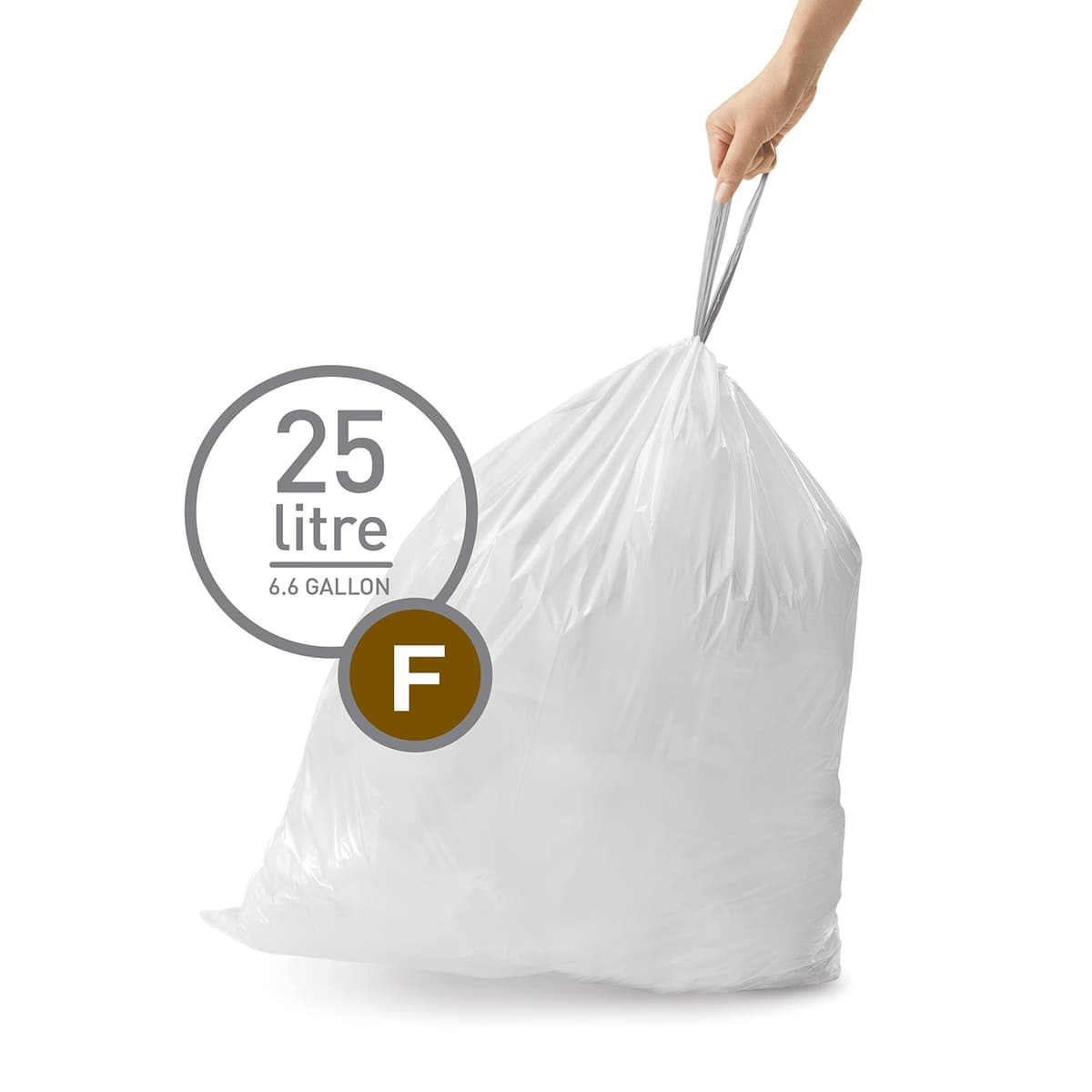 simplehuman CW0258 3 x paquete de 20 bolsas de basura a medida (60 bolsas), código H, plástico blanco — view 75