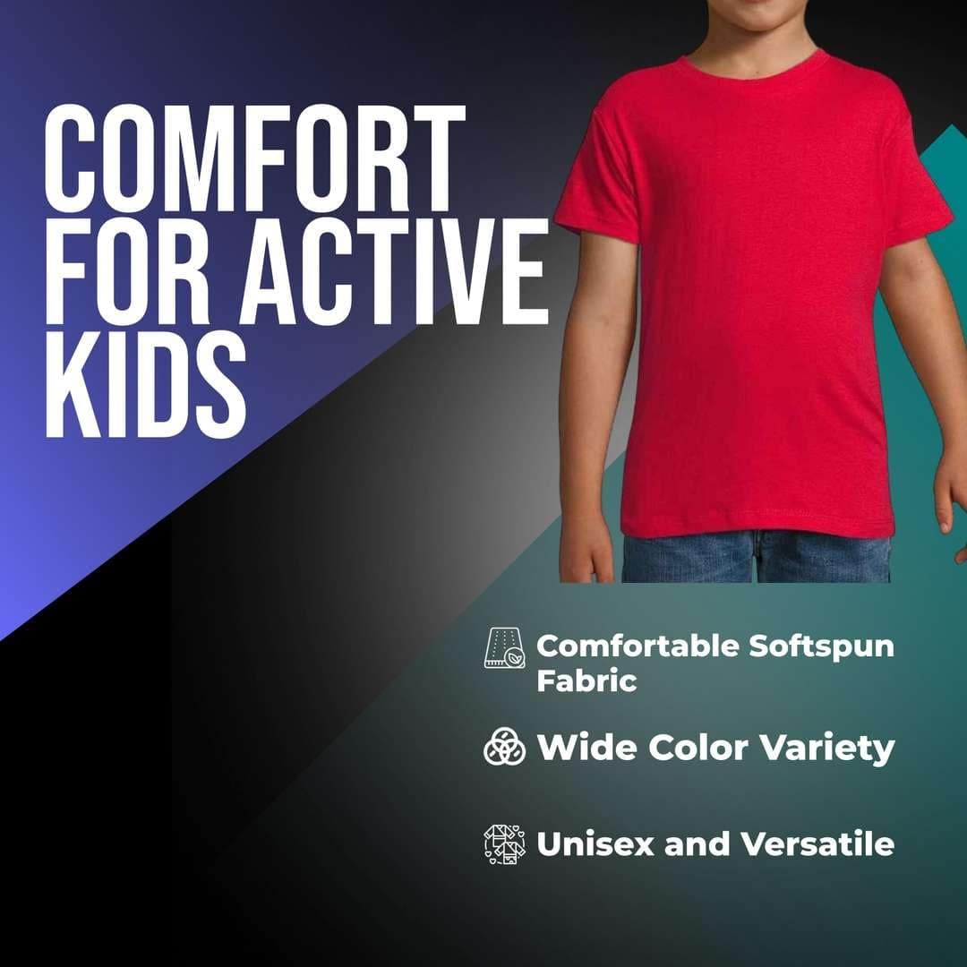 Ages 1-15 Kids Plain Blank T-Shirt Tee Shirt 100% Cotton Boys Girls Childrens Softspun Unisex School Uniform P.E. Gym — view 2