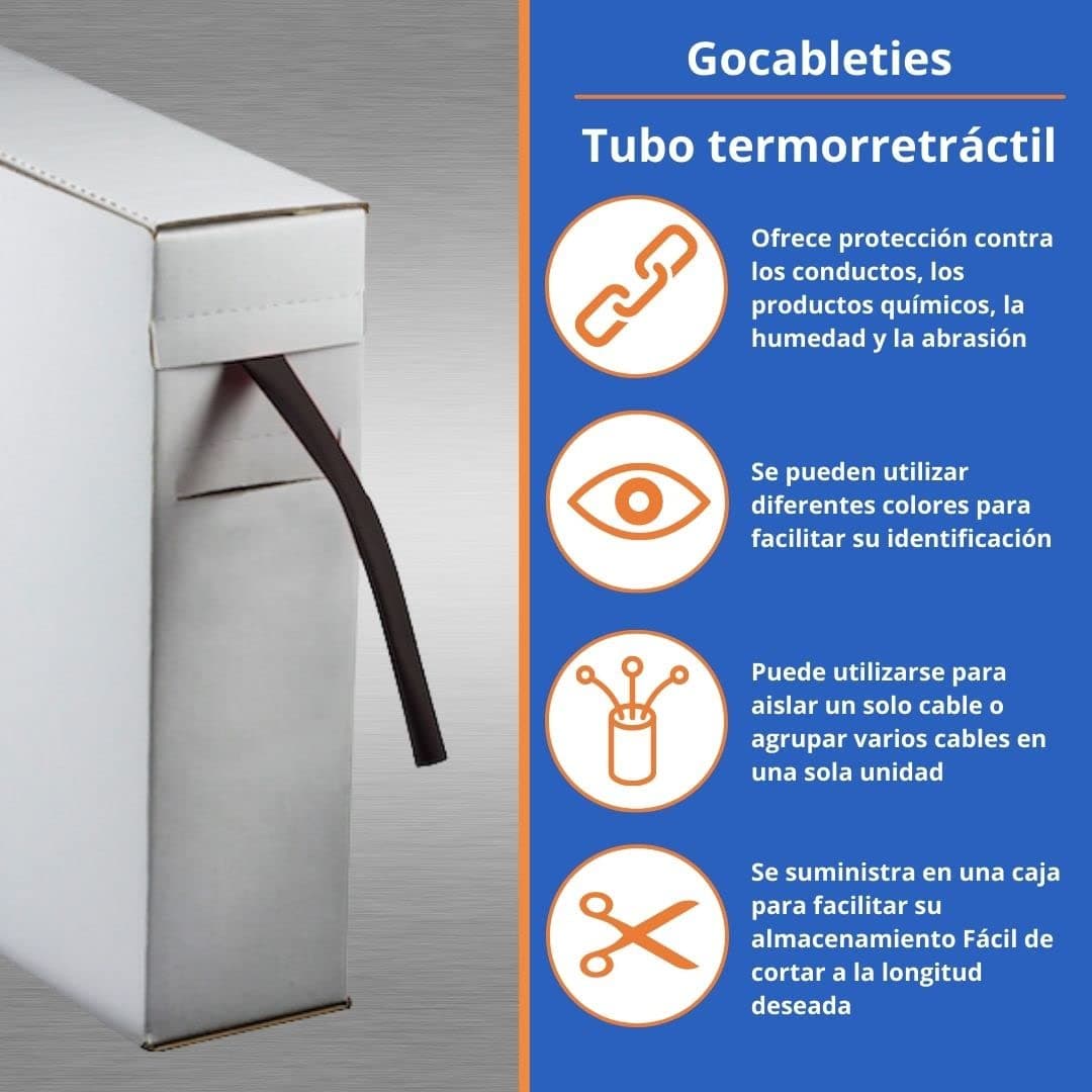 Gocableties - Mini Carrete termoretractil Negro - 12,7 mm x 6 m - Contracción 2:1 - Tubo termoretractil Impermeable para Aislamiento de Cables, Marcado, agrupación de Cables y Reparaciones — view 2
