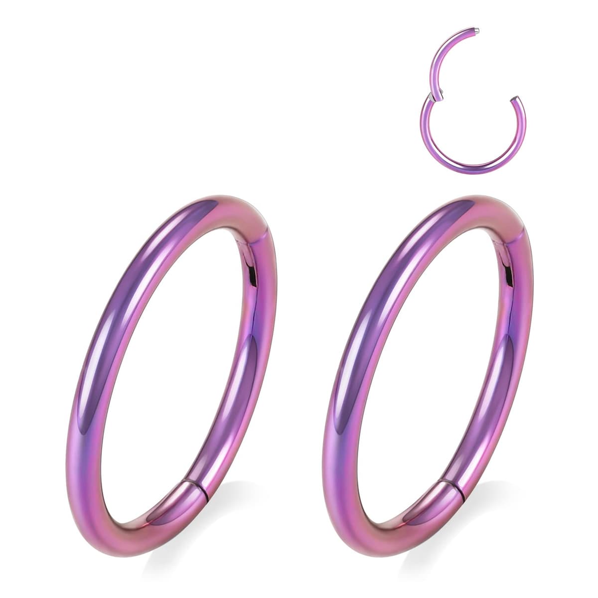 GAGABODY 2 Pcs Nose Rings 20G 18G 16G 14G 12G 10G 8G Surgical Steel Piercing Rings for Nose Septum Cartilage Helix Tragus Conch Rook Daith Lobe from 5mm to 16mm Seamless Hoop Unisex Hinged Earrings — view 25