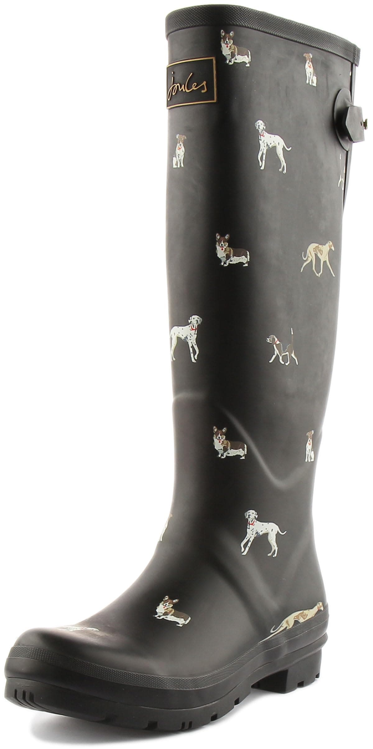 Joules Womens Welly Print With Adjustable Back Gusset - Black Metallic Bees — view 6