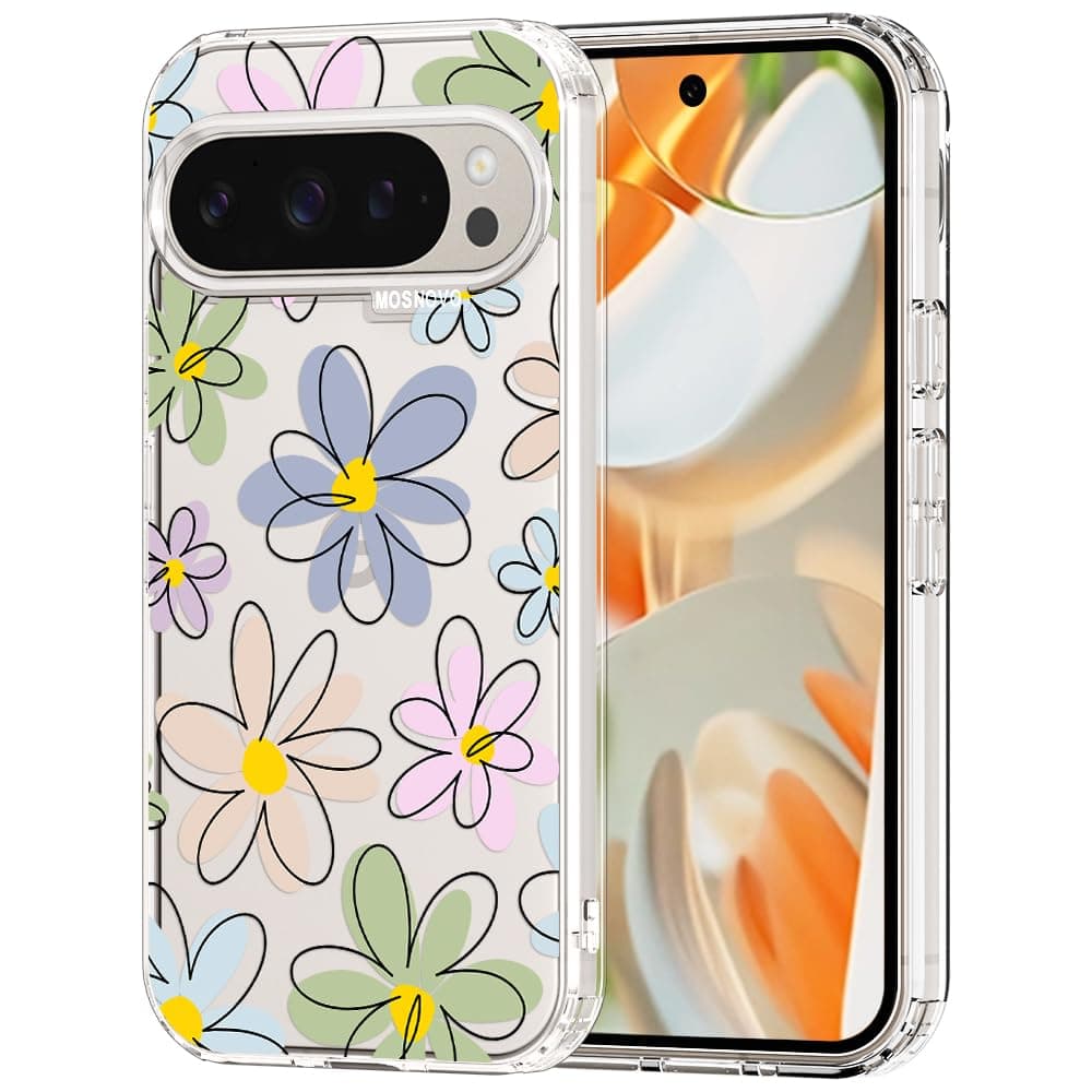 MOSNOVO Case for Google Pixel 9 & Pixel 9 Pro, [Buffertech 6.6ft Military-Grade Drop Protection] [Anti Peel Off Tech] Clear TPU Bumper Phone Case Cover Design - Eucalyptus — view 9