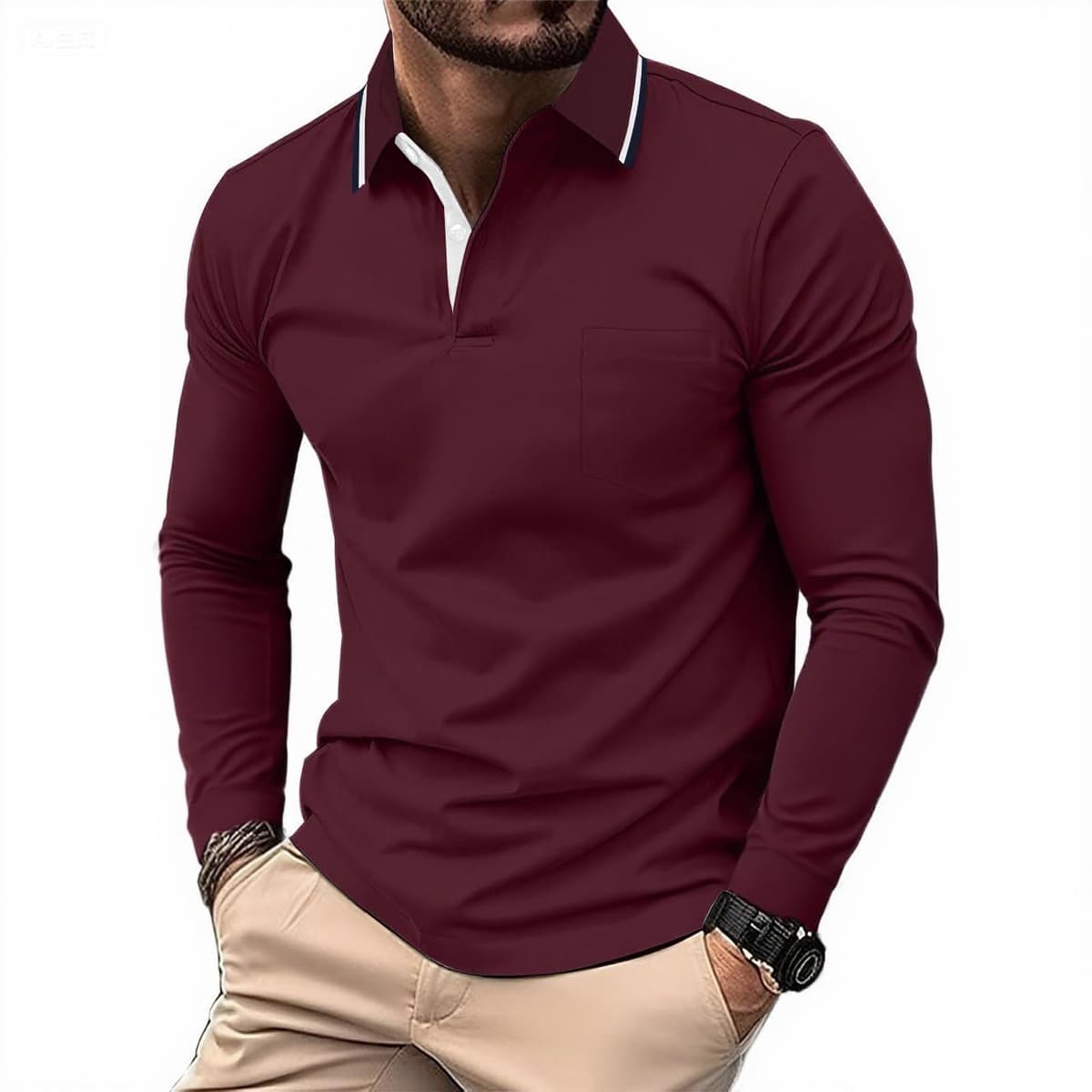 SwissWell Polo de Manga Larga para Hombre Camiseta Polo Transpirable para Golf, Ligera, para Deportes al Aire Libre y Estilo Casual — view 8