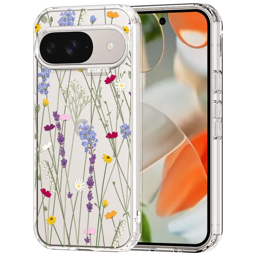 MOSNOVO Case for Google Pixel 9 & Pixel 9 Pro, [Buffertech 6.6ft Military-Grade Drop Protection] [Anti Peel Off Tech] Clear TPU Bumper Phone Case Cover Design - Eucalyptus — view 106
