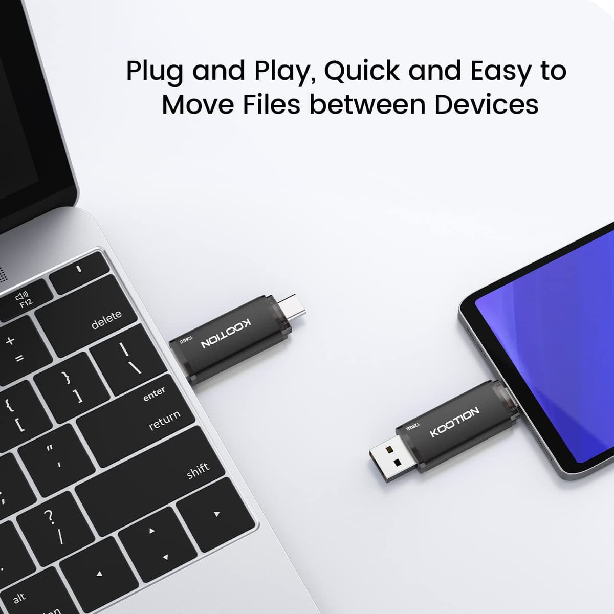 KOOTION Memoria USB de 128 GB, USB C OTG 2.0, 2 en 1, 128 G, Unidad Flash Tipo C Flash Drive 128 Gbyte con Llavero Impermeable para PC/portátil, teléfono móvil Tipo C — view 4