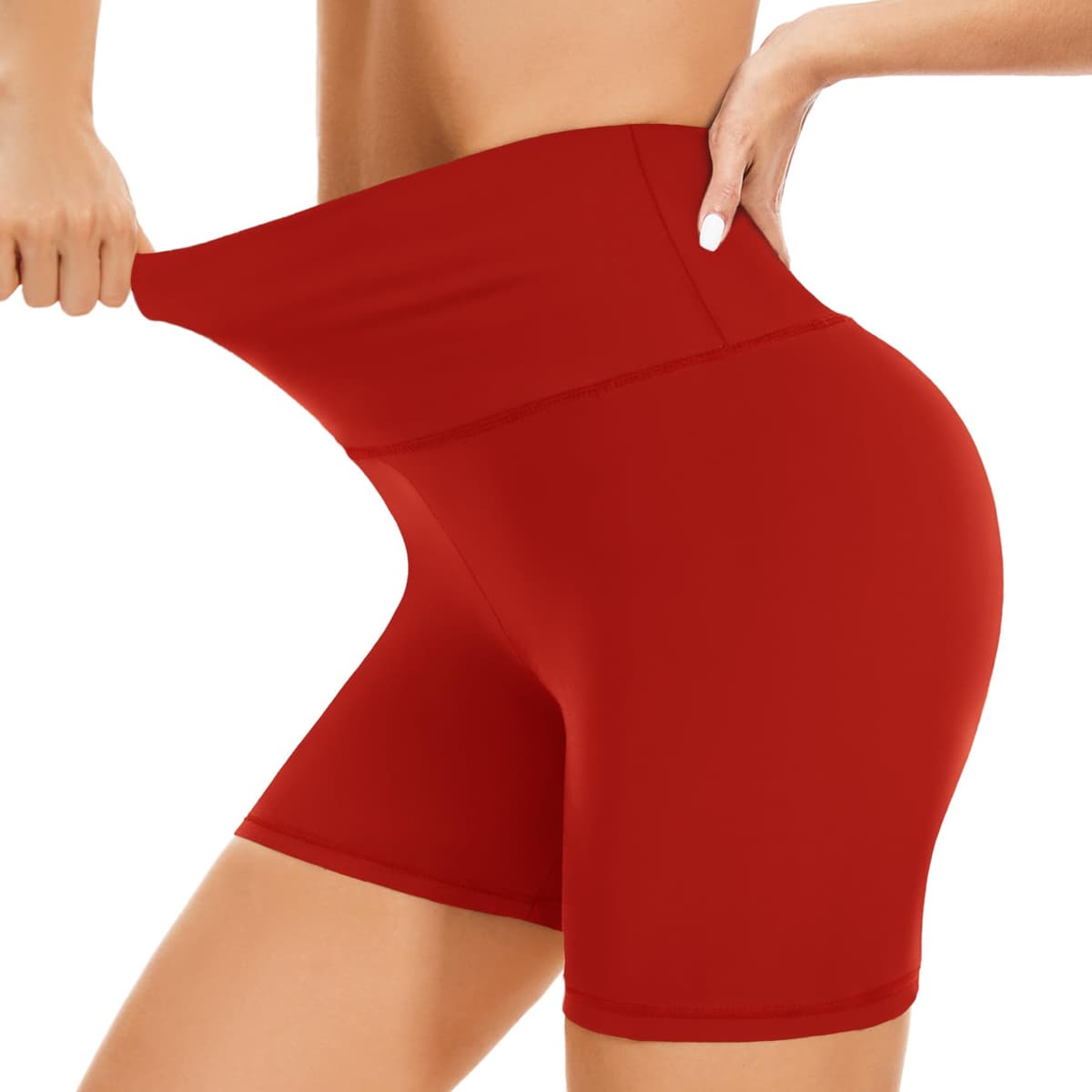 Cycling Shorts Women- High Waisted Biker Shorts Tummy Control Black Yoga Gym Workout Athletic Running Sports Short Leggings UK — view 5