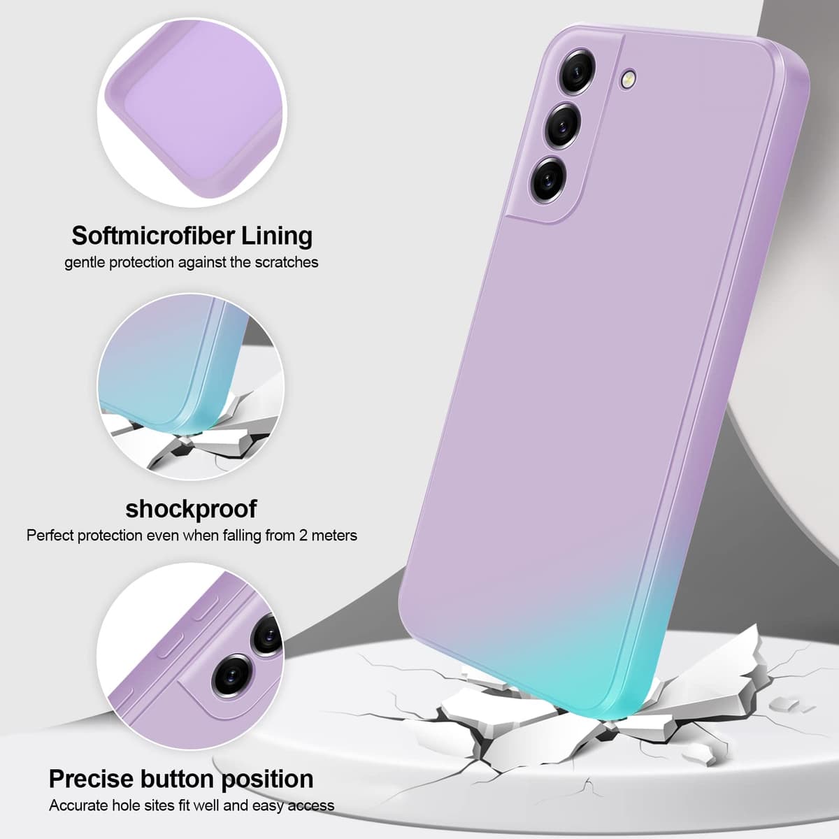 GiiYoon Case Compatible with Samsung Galaxy S21 FE, Silky-Soft Touch Full-Body Protective Phone Silicone Case, Shockproof Cover with Microfiber Lining, Purple — view 2