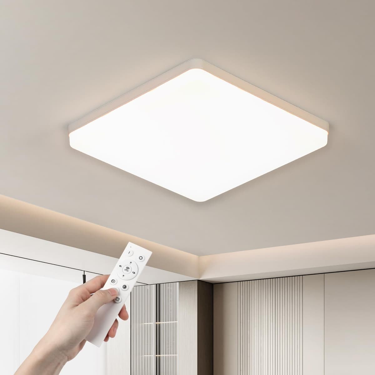 EASY EAGLE LED Lámpara de Techo 48W 4800LM Moderna Cuadrada Plafón Luz Led 6500K Lámpara Panel IP44 Impermeable para Baño Sala Dormitorio Cocina Oficina Comedor Ø30CM — view 31