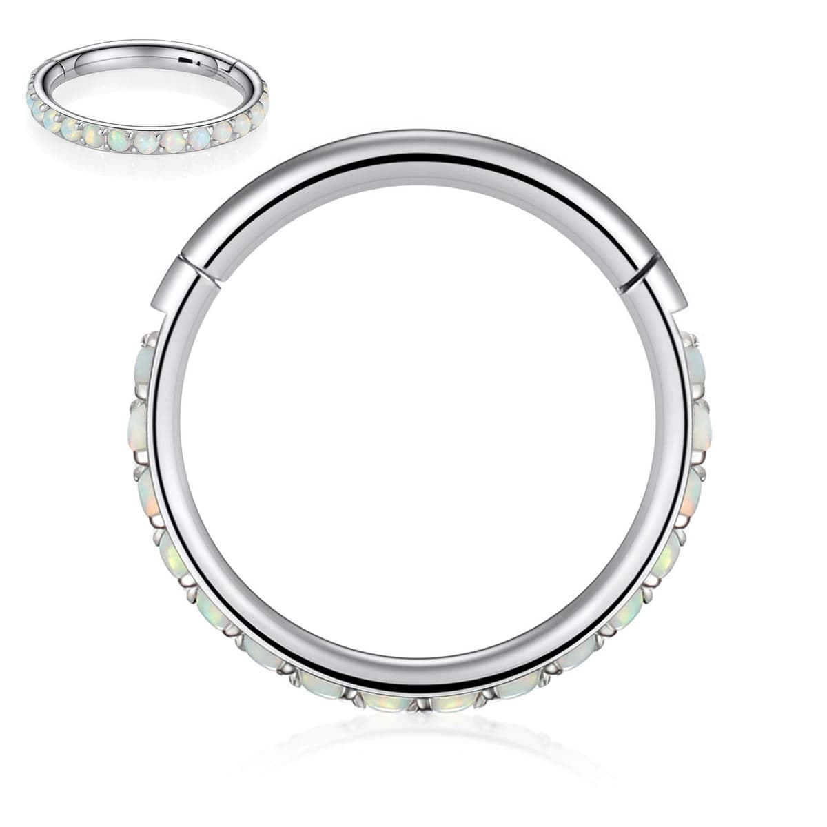 hengkaixuan CZ/Opal Nose Rings Conch Jewellery Septum Clicker 316L Surgical Steel Segment Ring Helix Cartilage Earrings Hoop Daith Tragus Rook Piercing Jewellery — view 62