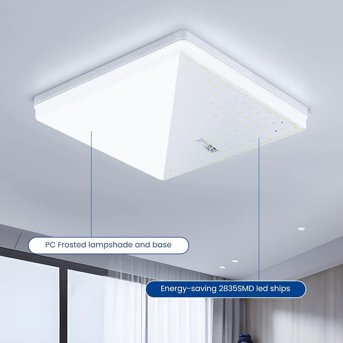 EASY EAGLE LED Lámpara de Techo 48W 4800LM Moderna Cuadrada Plafón Luz Led 6500K Lámpara Panel IP44 Impermeable para Baño Sala Dormitorio Cocina Oficina Comedor Ø30CM — view 3