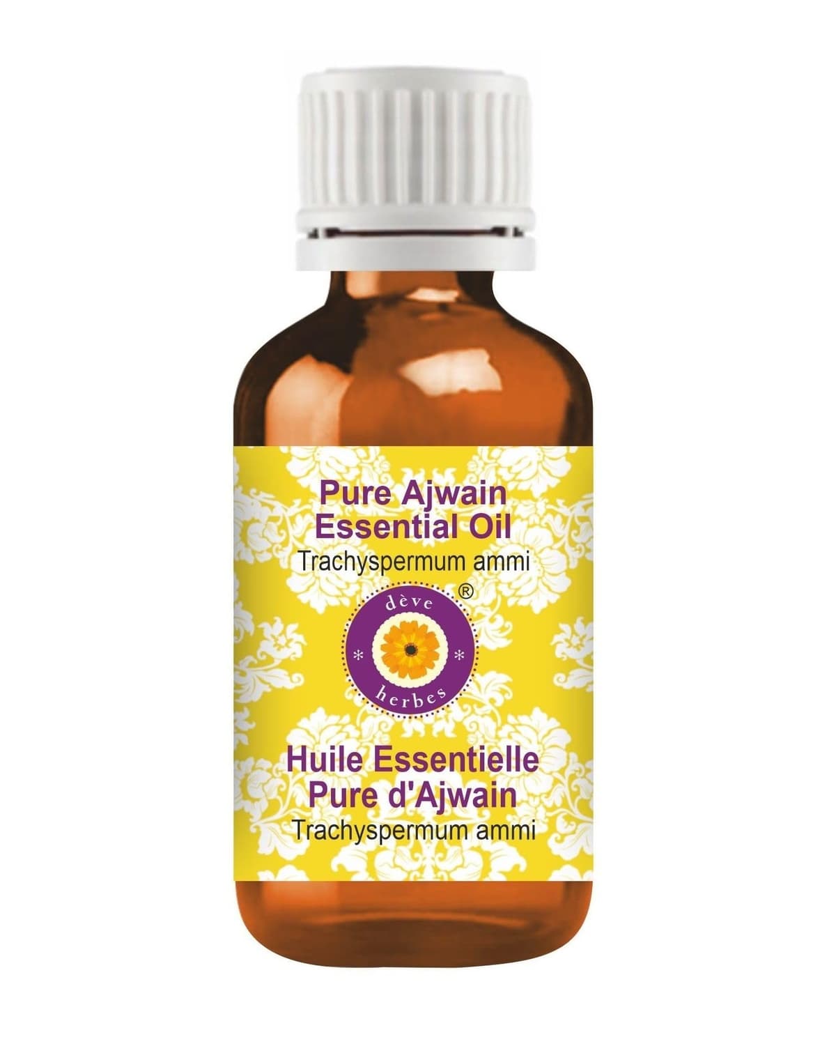 Deve Herbes Pure Ajwain Essential Oil (Trachyspermum ammi) Non-Sticky | Non-Greasy | Strong Herbal Aroma | for Aromatherapy, Massage & DIY Use 50ml