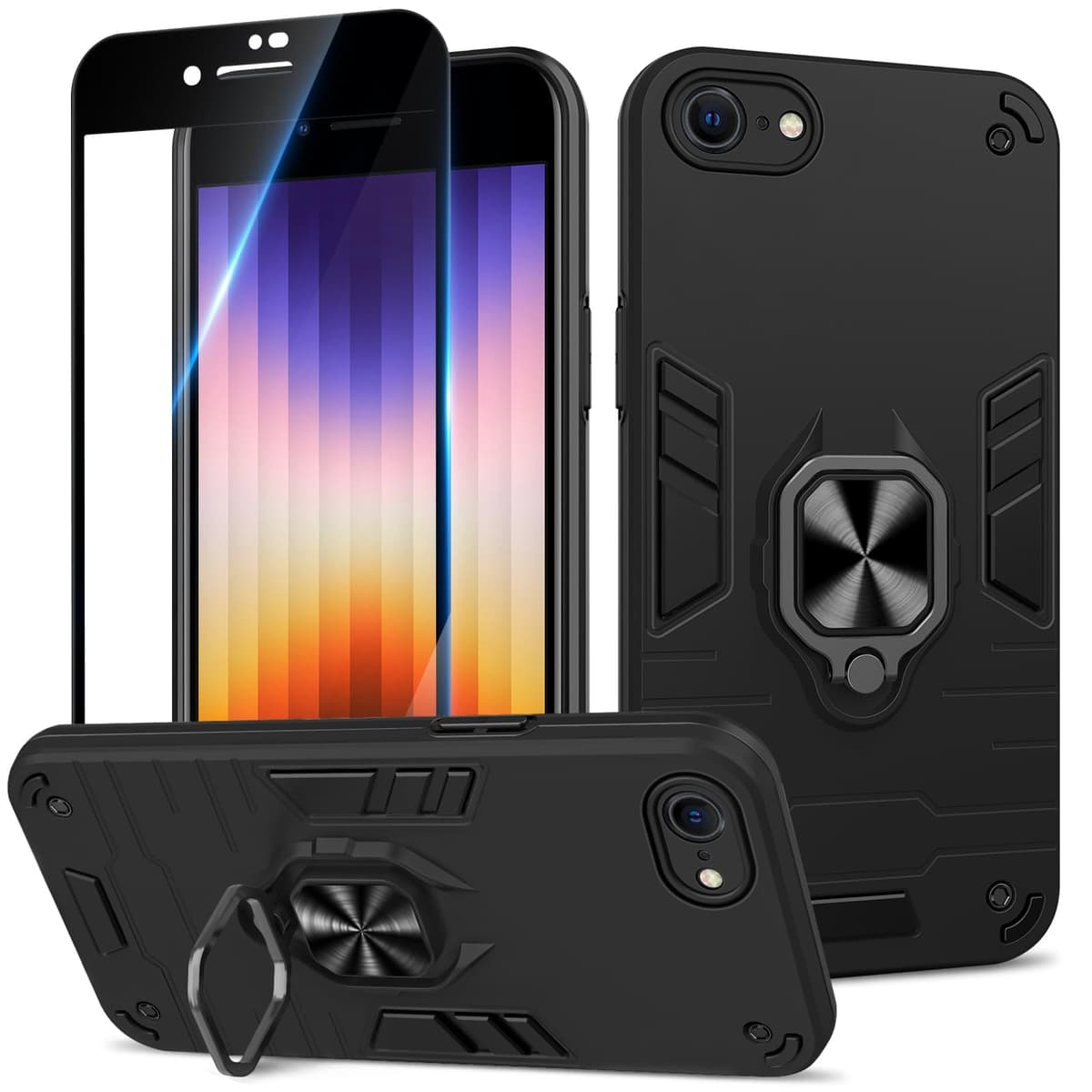Funda para CMF Phone 2 Pro, Carcasa Antigolpes con Soporte anular metálico, Case Protectora de Grado Militar, Negro — view 1518