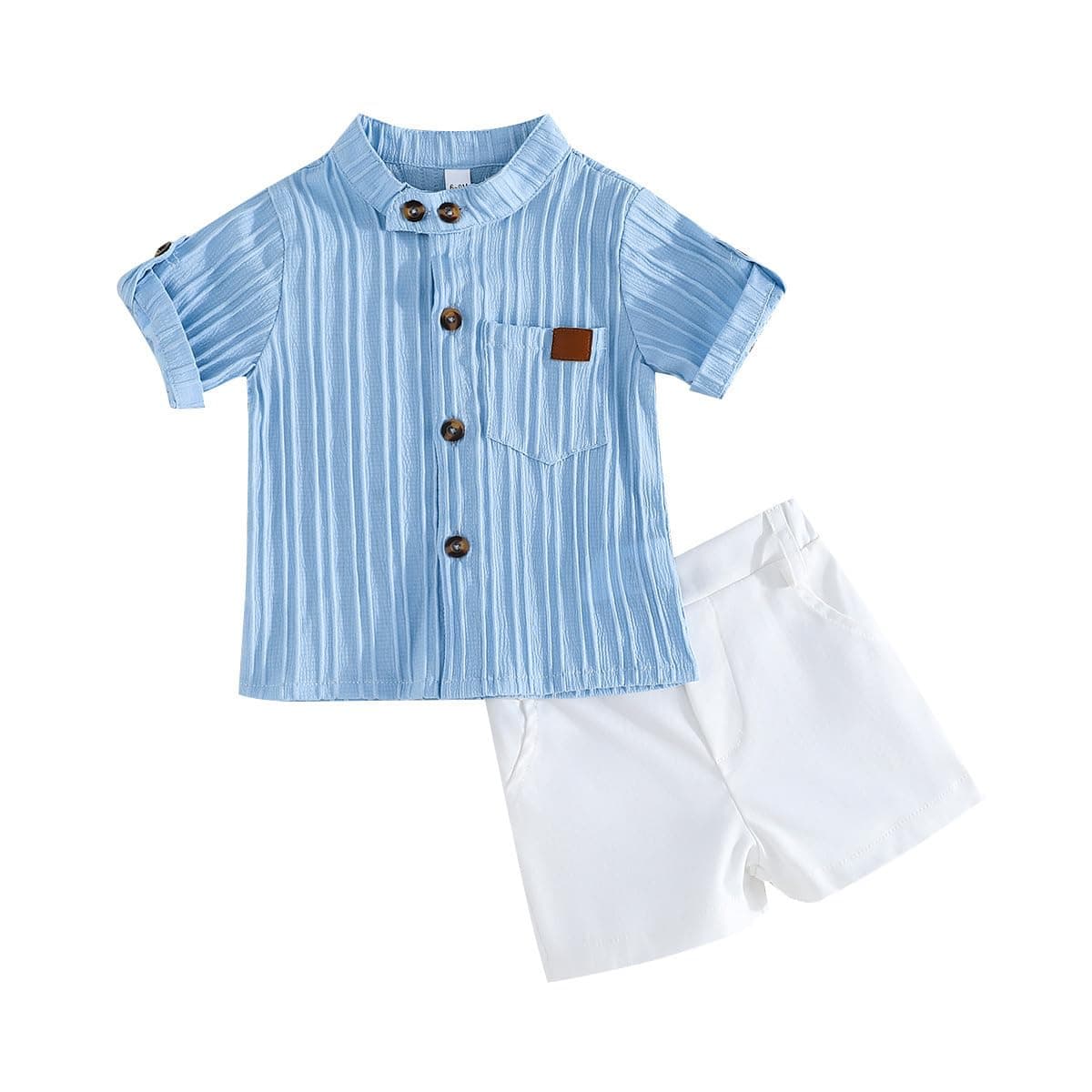 LUVCES Conjunto Verano Ropa para Bebé Niño Lindo Polo con Estampado de Oso + Cintura Elástica Pantalones Cortos y Bolsillos 2 Piezas Trajes de Primavera