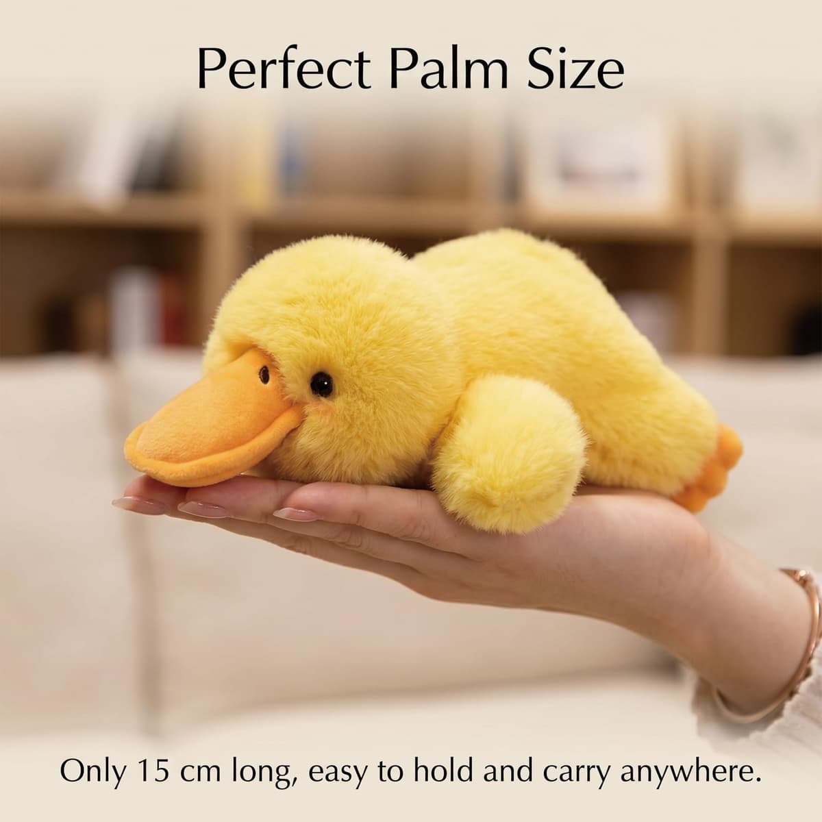 Weighted Duck Plush, 15cm Duck Teddy Soft Toy for Stress Relief, Cute Stuffed Toy Doll for Home and Car Decor, Small Plushies for Gifting, Yellow — view 3