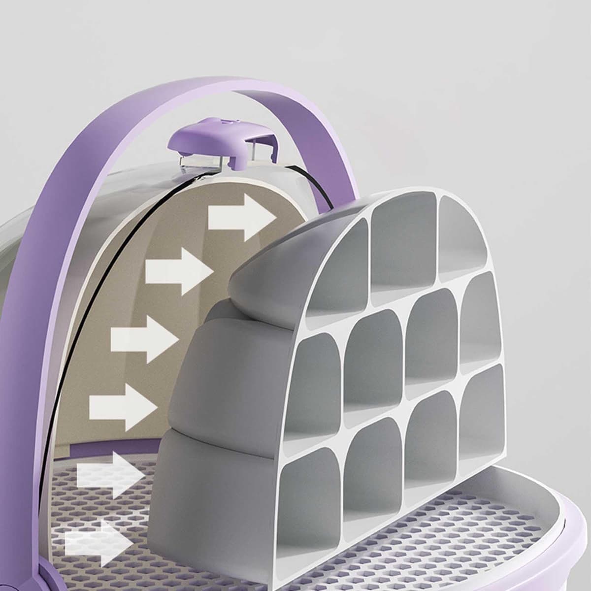 Caja de Crecimiento de Gusanos de Seda, cápsula Espacial para la cría de Gusanos de Seda, Tanque de Reptiles, Jaula de hábitat Animal,Caja de alimentación Transparente portátil con asa (Gris) — view 3