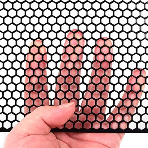 AggAuto Universal 40 inchx13 inch Car Grill Mesh - Aluminum Alloy Automotive Grille Insert Bumper Honeycomb Hole 6mm Spacing 1mm, One of the Most Multifunctional Shape Grids 100x33cm Black — view 3