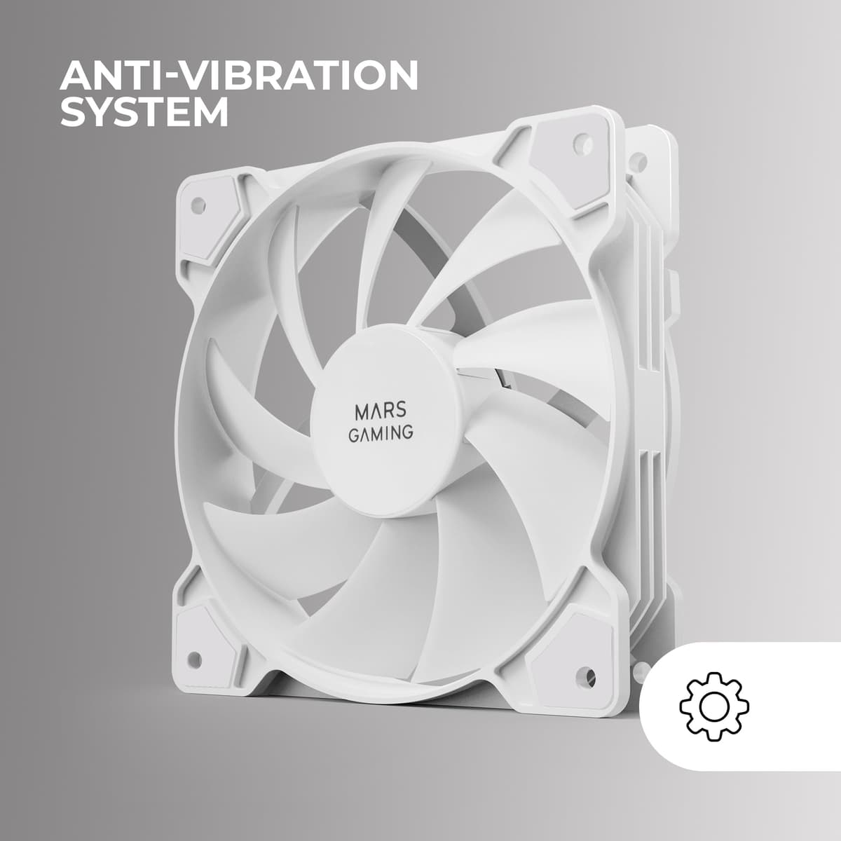 Mars Gaming MF-PWMX2, Kit 2 Ventiladores 120mm, Ultra silenciosos FDB 12dB, Sistema Anti-vibraciones, Sistema PWM, Blanco — view 4