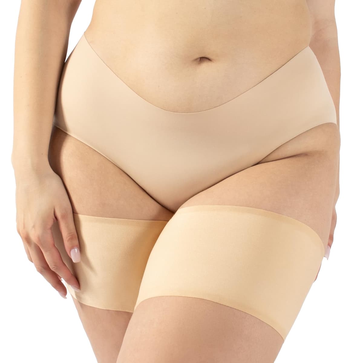 CALZITALY Bandas Antirozaduras Lisas, Previene Rozaduras, Bandas Elásticas Muslos, Curvy, | Negro, Natural | Made in Italy