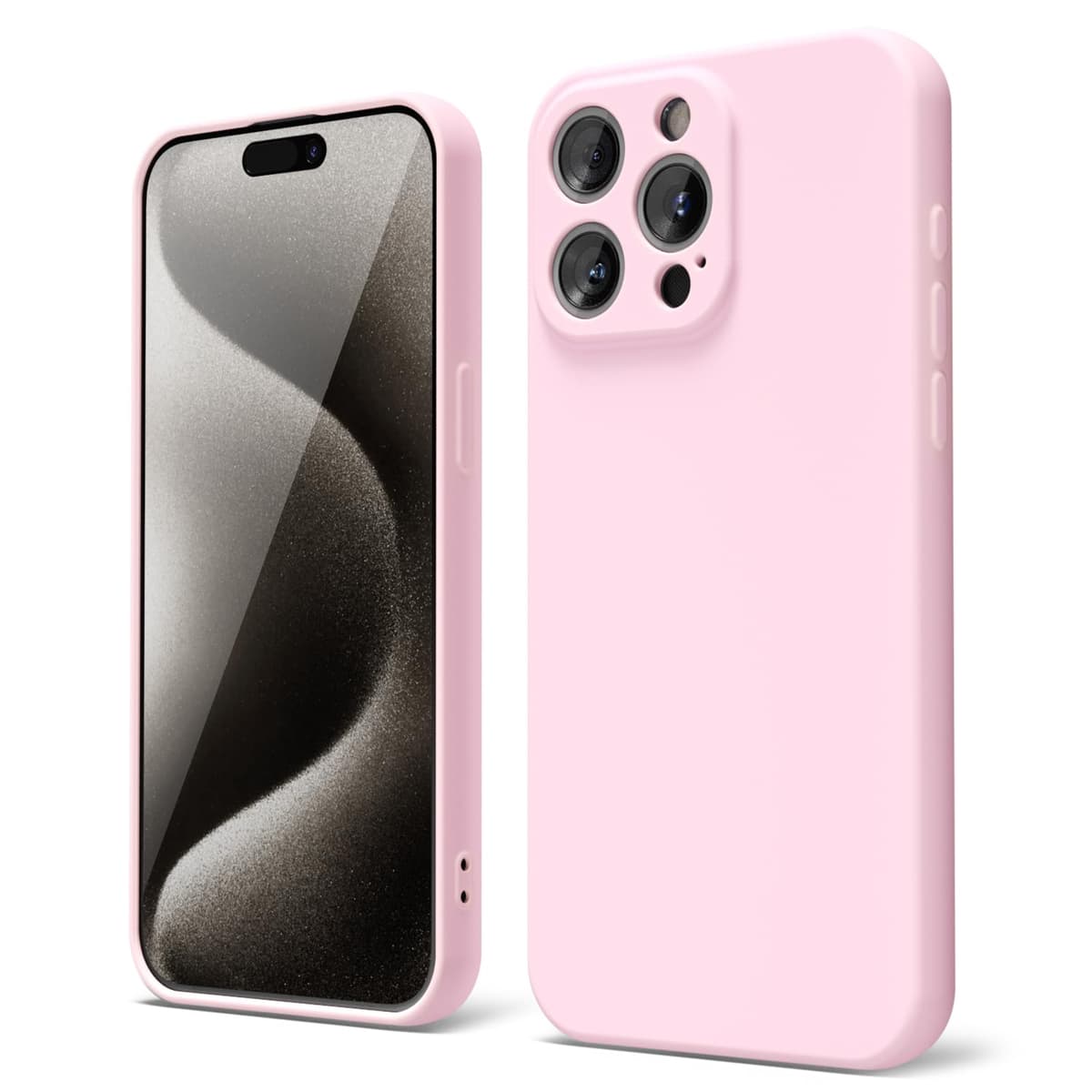 oakxco for iPhone 17 Pro Max Phone Case Liquid Silicone, Cute Thin Slim Grip Soft Rubber Gel for Women Men, Smooth Matte TPU Plain Solid Color Girly Simple Case with Camera Cover, Light Pink — view 1209