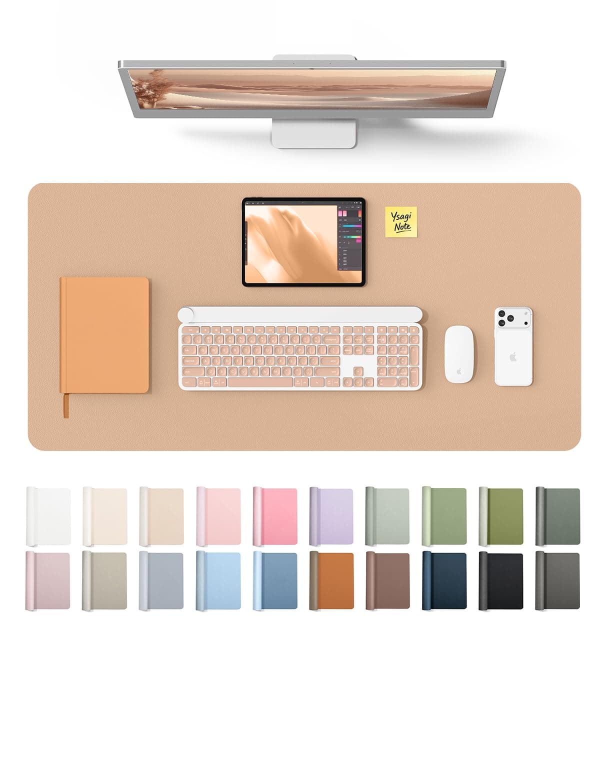 YSAGi Leather Desk Mat, Large Mouse Mat, Non-Slip Desk Pad, Waterproof Leather Table Protector Writing Pad for Office and Home (60 x 35 cm, Black) — view 14