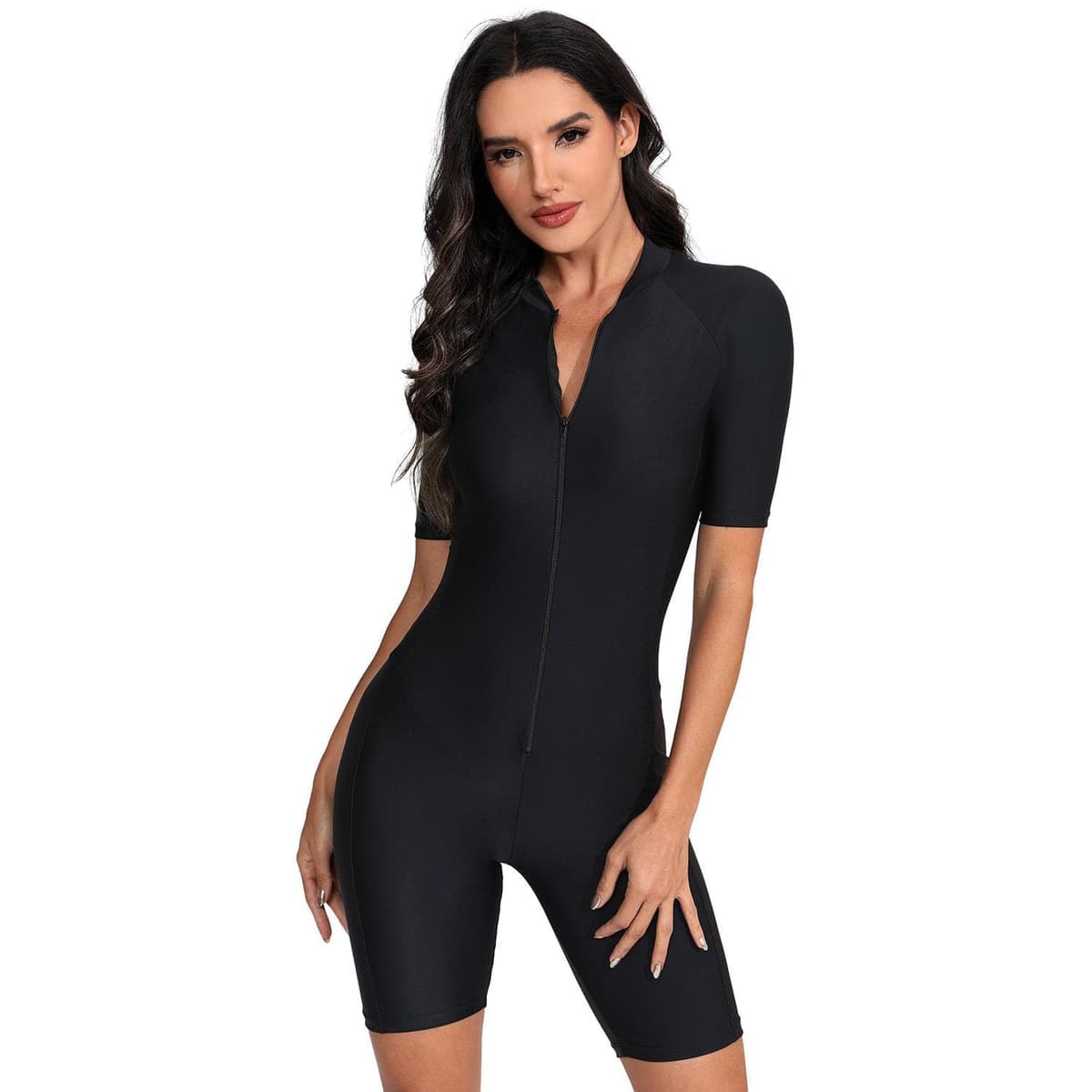 Ropa de Surf con Cremallera para Mujer Traje de Baño de Manga Larga Protectores contra Erupciones Recreativas de Una Pieza Traje de Baño — view 38