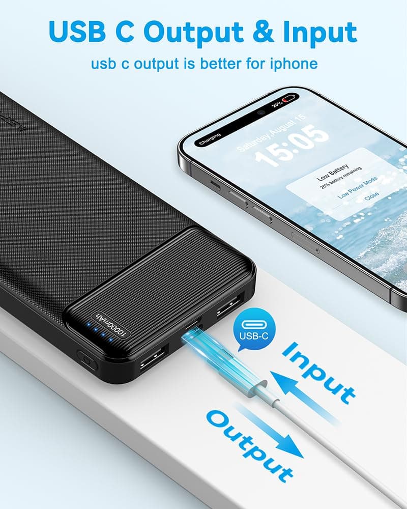 AsperX 2-Pack Power Bank Portable Charger Fast Charging 10000mAh, PowerBank USB C Input and Output, Battery Pack Compatible with iPhone, Samsung, Huawei, iPad, Tablets and More — view 3