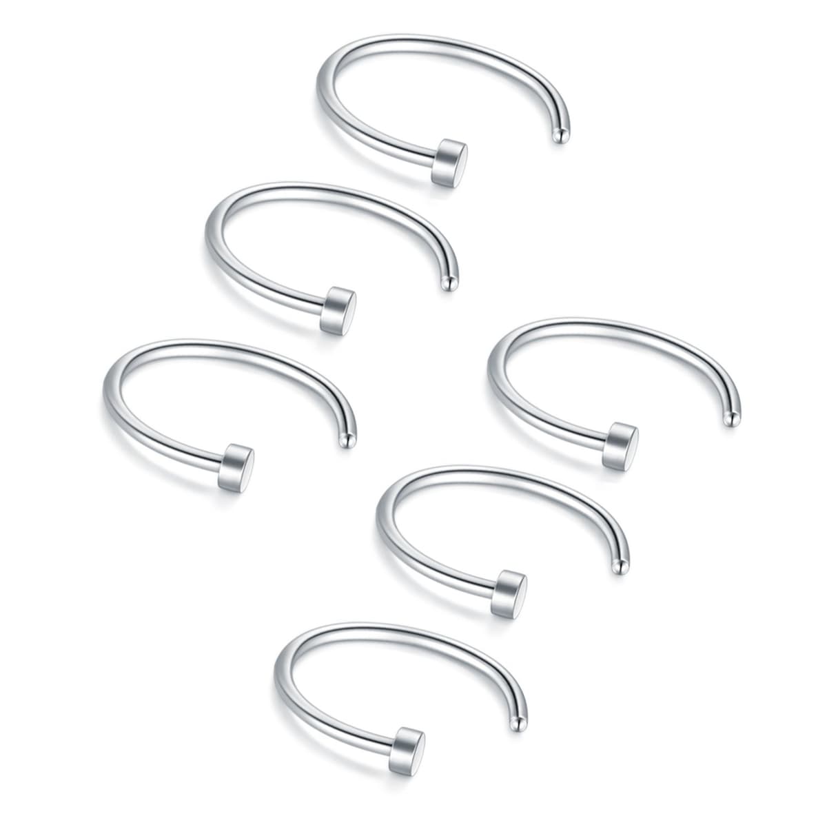 Briana Williams Fake Nariz Anillos Hoop-20G 18G 16G Nariz Aro Anillo 6mm/8mm/10mm/12mm Nariz Piercing Labio Septum Anillo Arete Faux Joyería Piercing del Cuerpo 6 Piezas — view 11