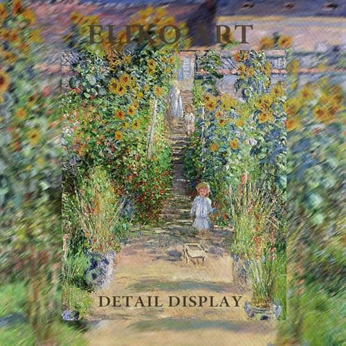 Eliko Claude Monet Framed Canvas Wall Art,The Artist's Garden at Vetheuil Painting Framed Wall Art, Impressionist Famous Oil Painting Reproductions for Living Room Office Classroom Wall Decor -16x24in — view 6