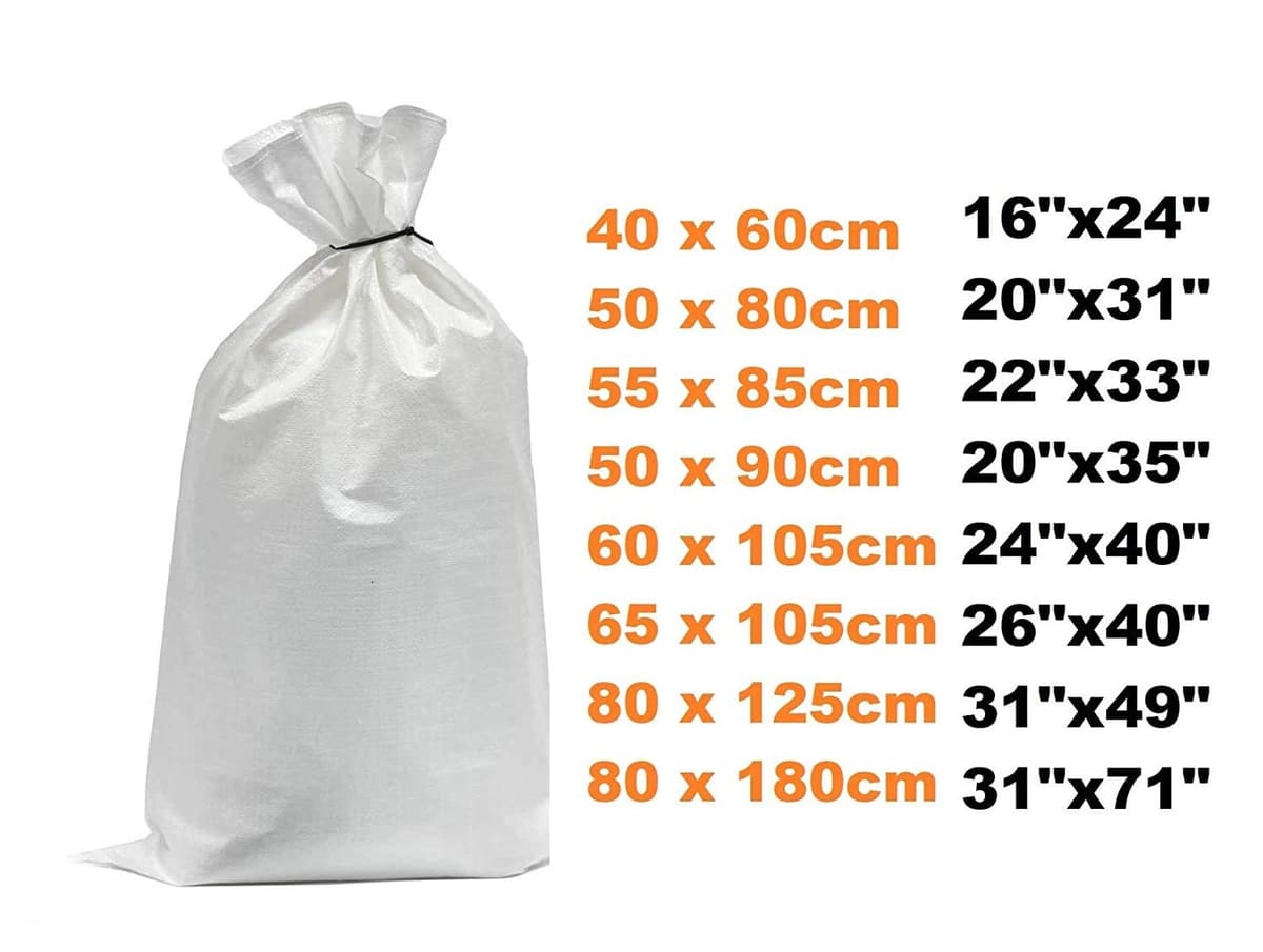 BAG SACKS WOVEN LARGE EXTRA HEAVY DUTY RUBBLE SAND BAG SACKS POLYPROPYLENE PB (10, 31"49" - 80 X 125CM)