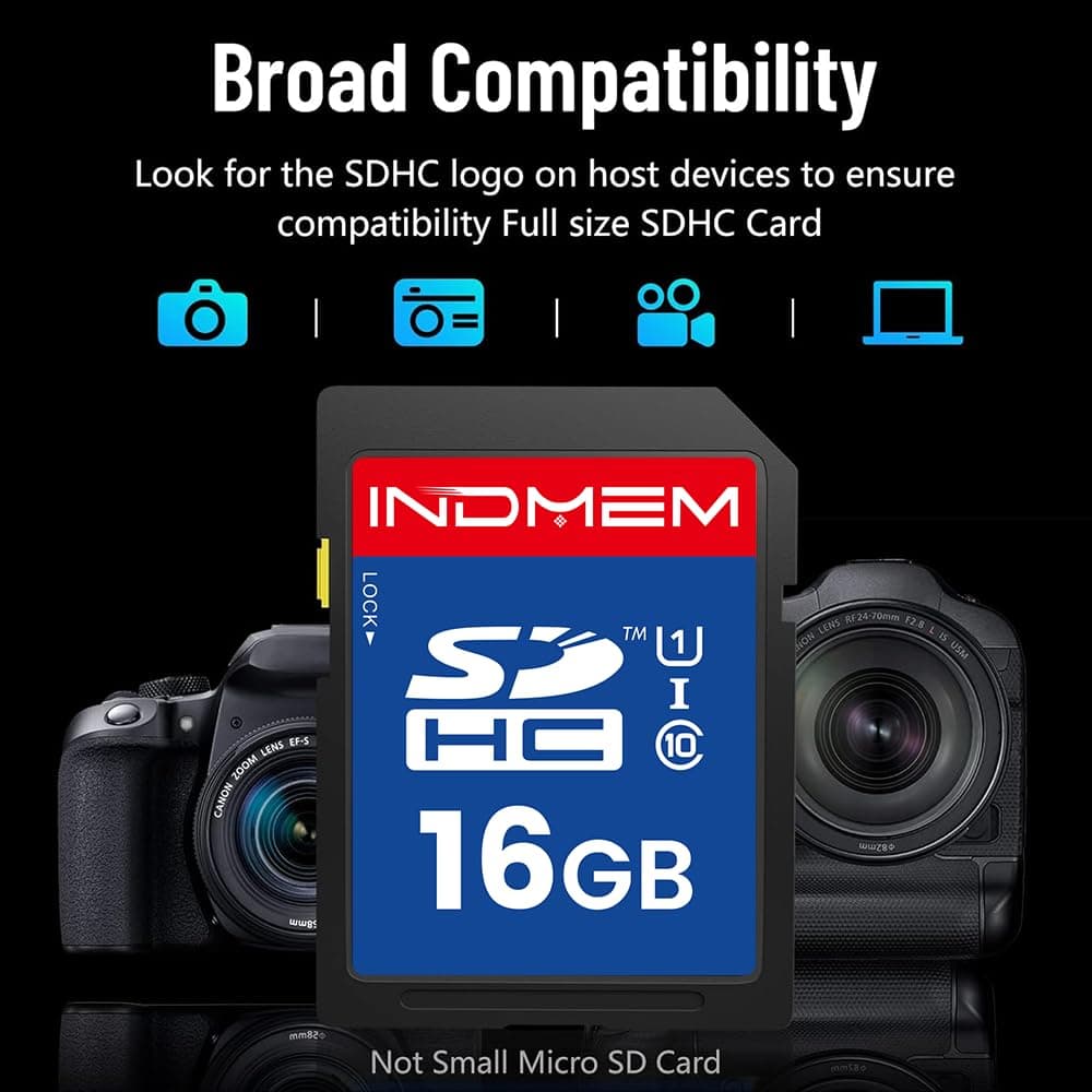 SD Card 16GB, UHS-I SDHC U1 Class 10 High Speed Memory for Digital Camera, Computer, Trail Camera 2 Packs — view 4
