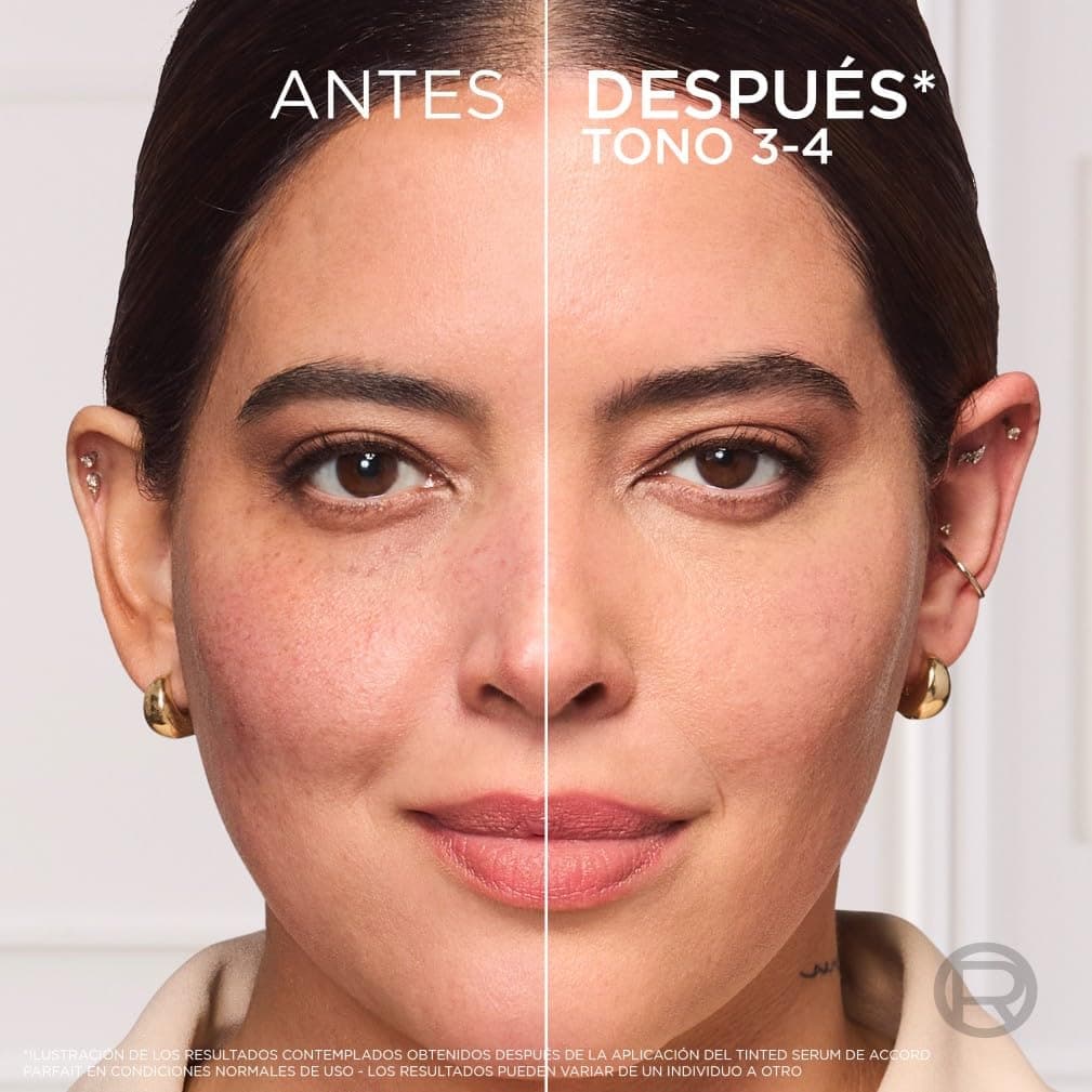 L’Oréal Paris Accord Parfait, Sérum Con Color Rellenador, Con Ácido Hialurónico Puro 1% y 7% de Glicerina, Acabado Natural, Piel Más Lisa y Luminosa, Accord Parfait Serum, Light Medium (3-4) — view 4