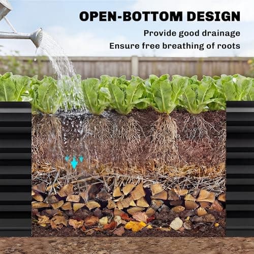 Outsunny Galvanized Raised Garden Bed, 8 x 1.3 x 1.5ft Rectangular Planter Box, Reinforced Outdoor Raised Bed with Open Bottom for Vegetables, Flowers, Herbs, Black — view 4