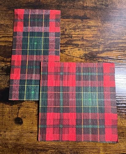 Boston International IHR 20-Count Lunch Paper Napkins, 6.5 x 6.5-Inches, Tartan — view 3