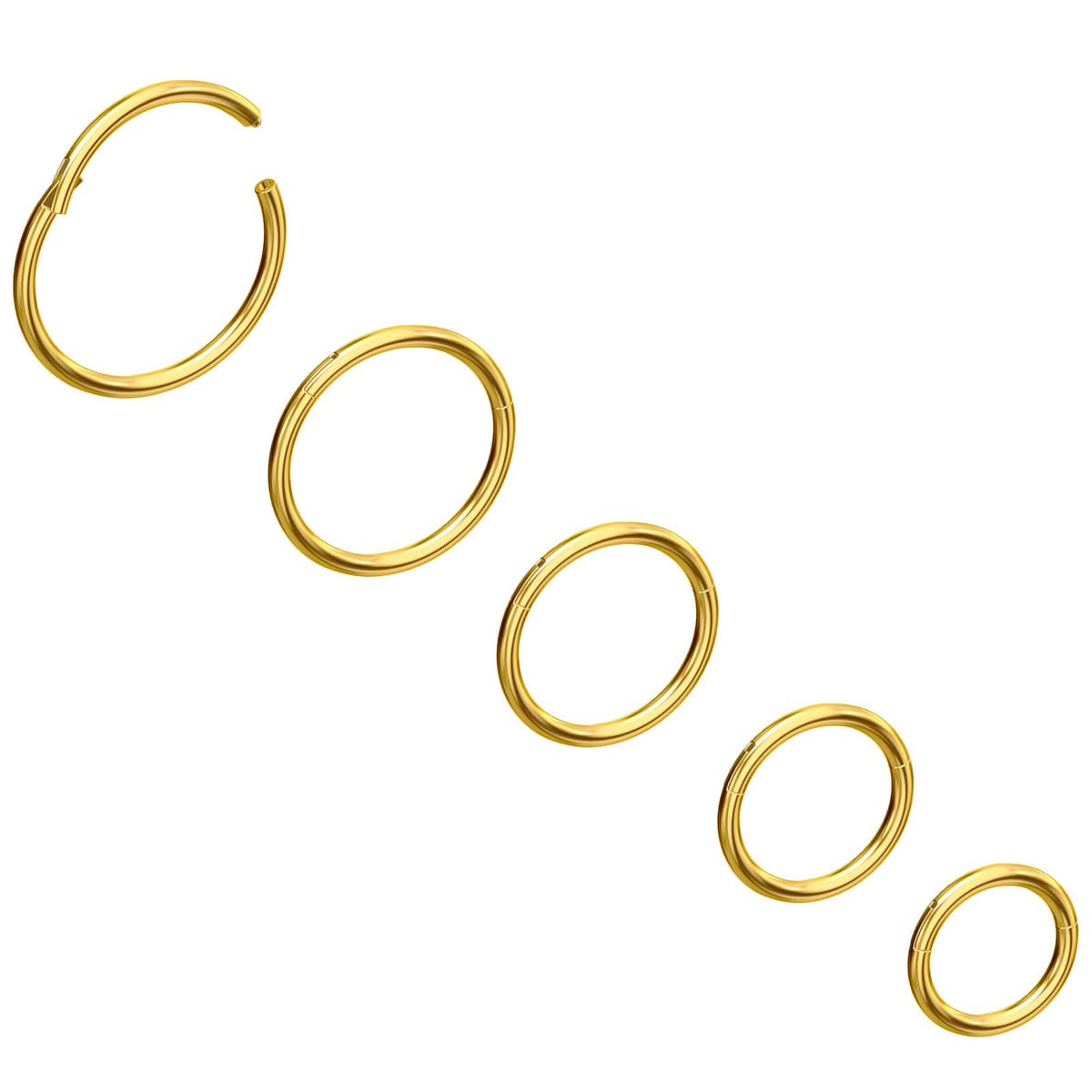 NewkeepsR 6G/8G/10G/12G/14G/16G/18G/20G Steel Nose Ring Hoop Piercing,Septum Lip Helix Cartilage Rook Body Jewellery,Diameter From 5mm to 14mm, Gold-Rose Gold-Silver tone-Black — view 23