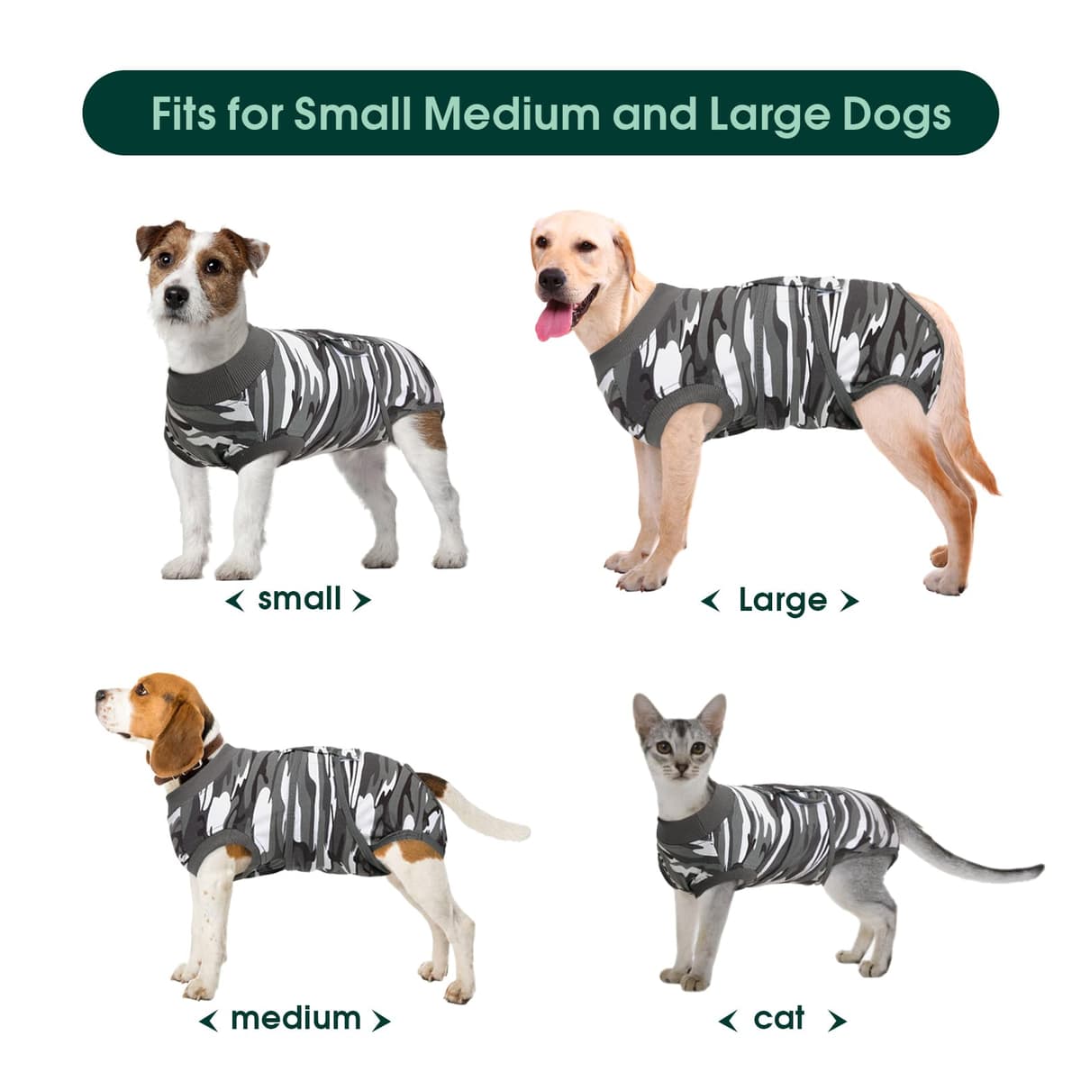 Kuoser Traje de Recuperación Quirúrgica para Perro, Chaleco para Después de la Cirugía de Camuflaje para Mascotas, Vendajes para Heridas Abdominales de Perros, Alternativa de Cuello Electrónico y Cono — view 3