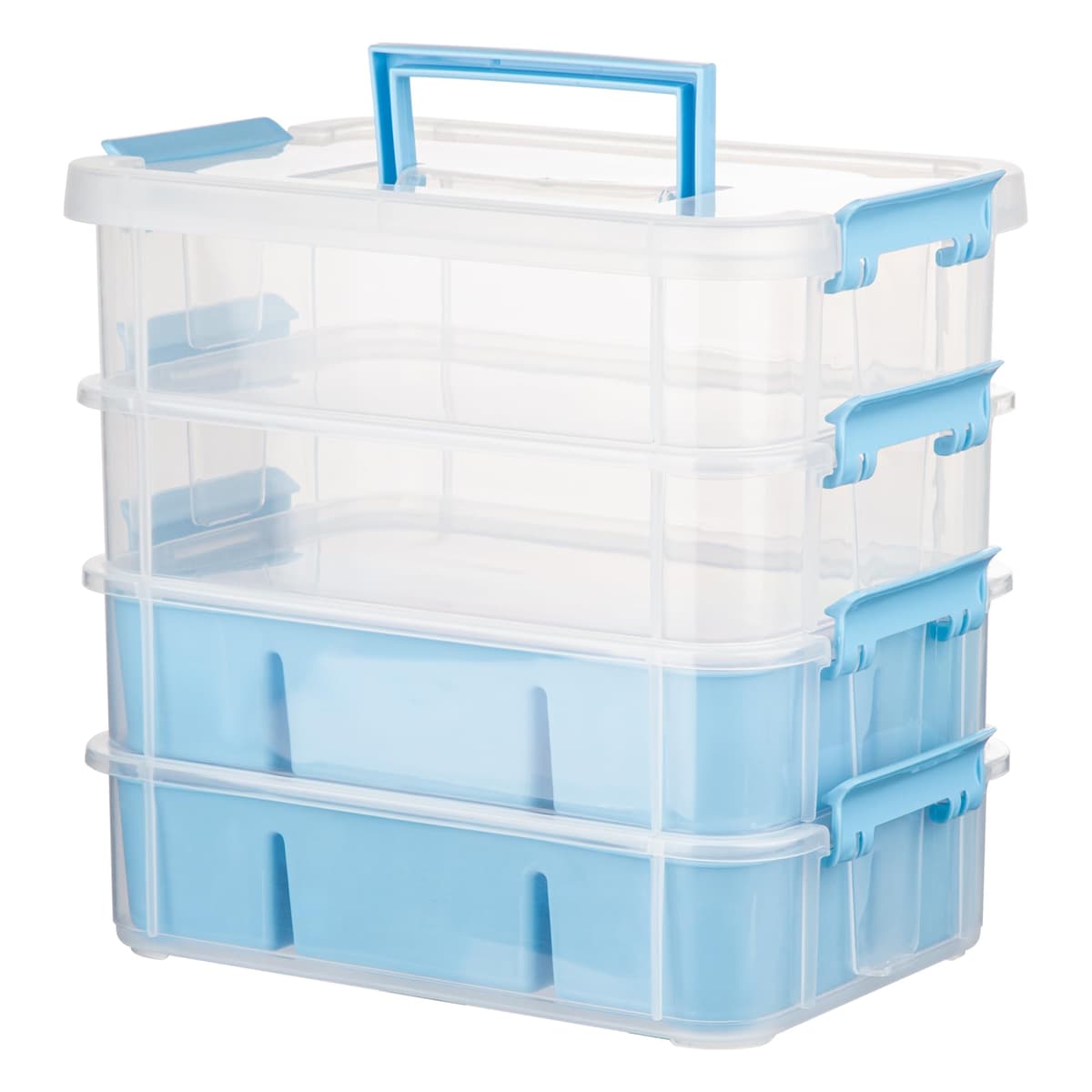 Craft Organizers and Storage, 10QT 4-Layer Durable Sewing Organizer for Sewing Supplies with 2 Removable Trays, DIY Kit Container for Seasonal Decor, Tool, Scrapbook and Art Supplies — view 11
