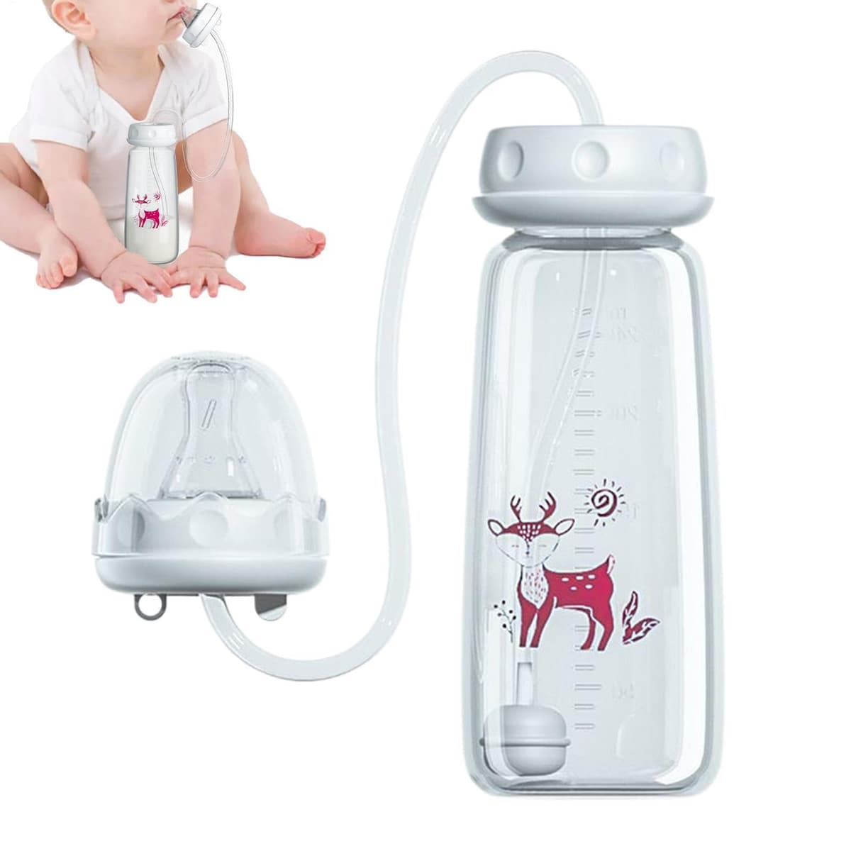 Hand Free with Milk Bottle - Anti-Colic Feeding Bottle, Adjustable Fast Flow Milk Bottles for Boys Girls Indoor Outdoor Home Bedroom Living Room Hotel