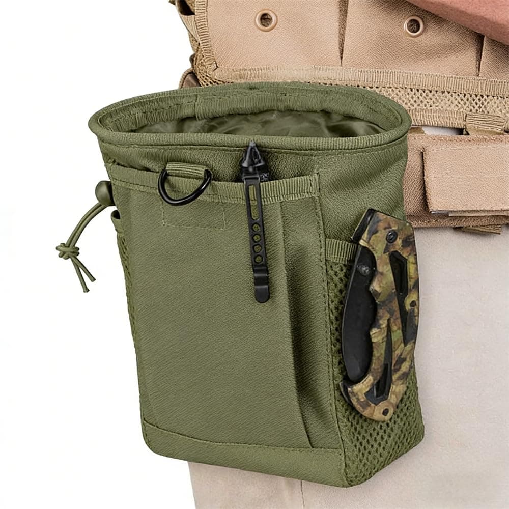 Tactical Molle - Bolsa de basura convertible para airsoft, paintball y caza, bolsa de recuperación de cargador ajustable con anillo en D y Grimlock — view 5