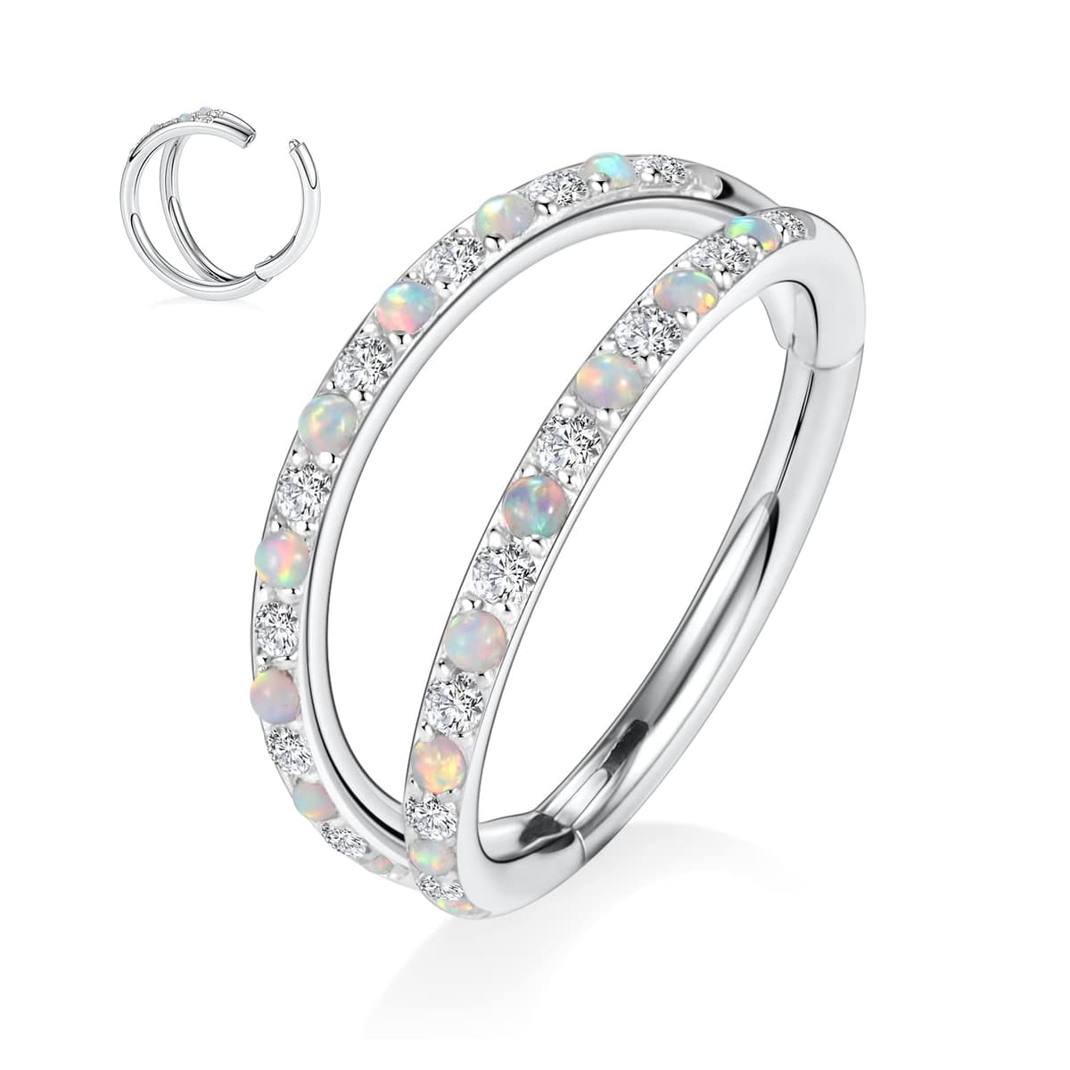 hengkaixuan Triple Double Nose Hoop Ring Sleeper Hoop Earring Helix Rook Conch Cartilage Daith Tragus Earrings Septum Ring Lobe Nose Piercing Jewellery for Women — view 48