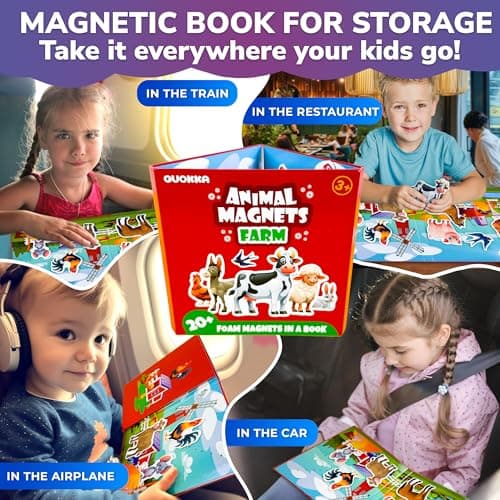 QUOKKA Magnetic Puzzles for Kids Ages 3-5 - 20 Pieces Toddler Puzzles 3-4 Year Old - Car and Airplane Activities for Kids - Farm Boys and Girls Travel Games - Learning Animal Toy Gift — view 5