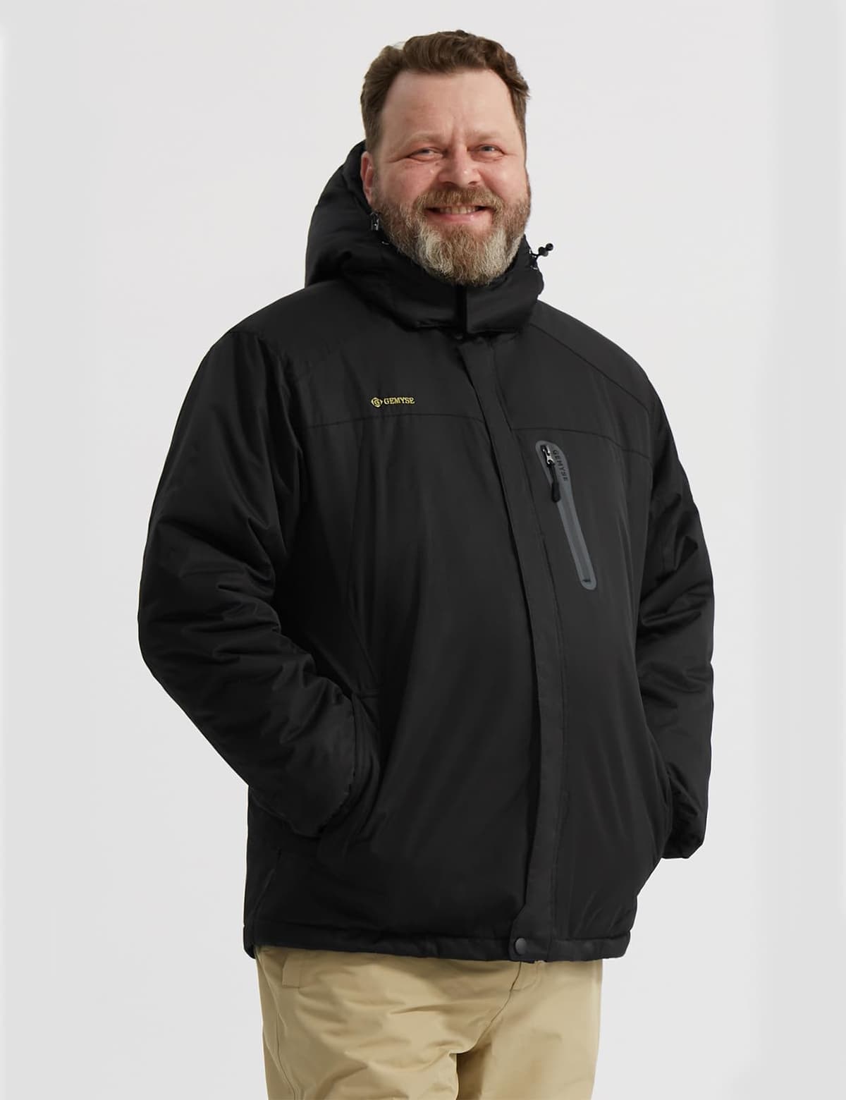 GEMYSE Chaqueta esquí hombre Chaqueta invierno cortaviento con capucha Chaqueta snowboard impermeable Chaqueta outdoor forrada Chaqueta funcional — view 3